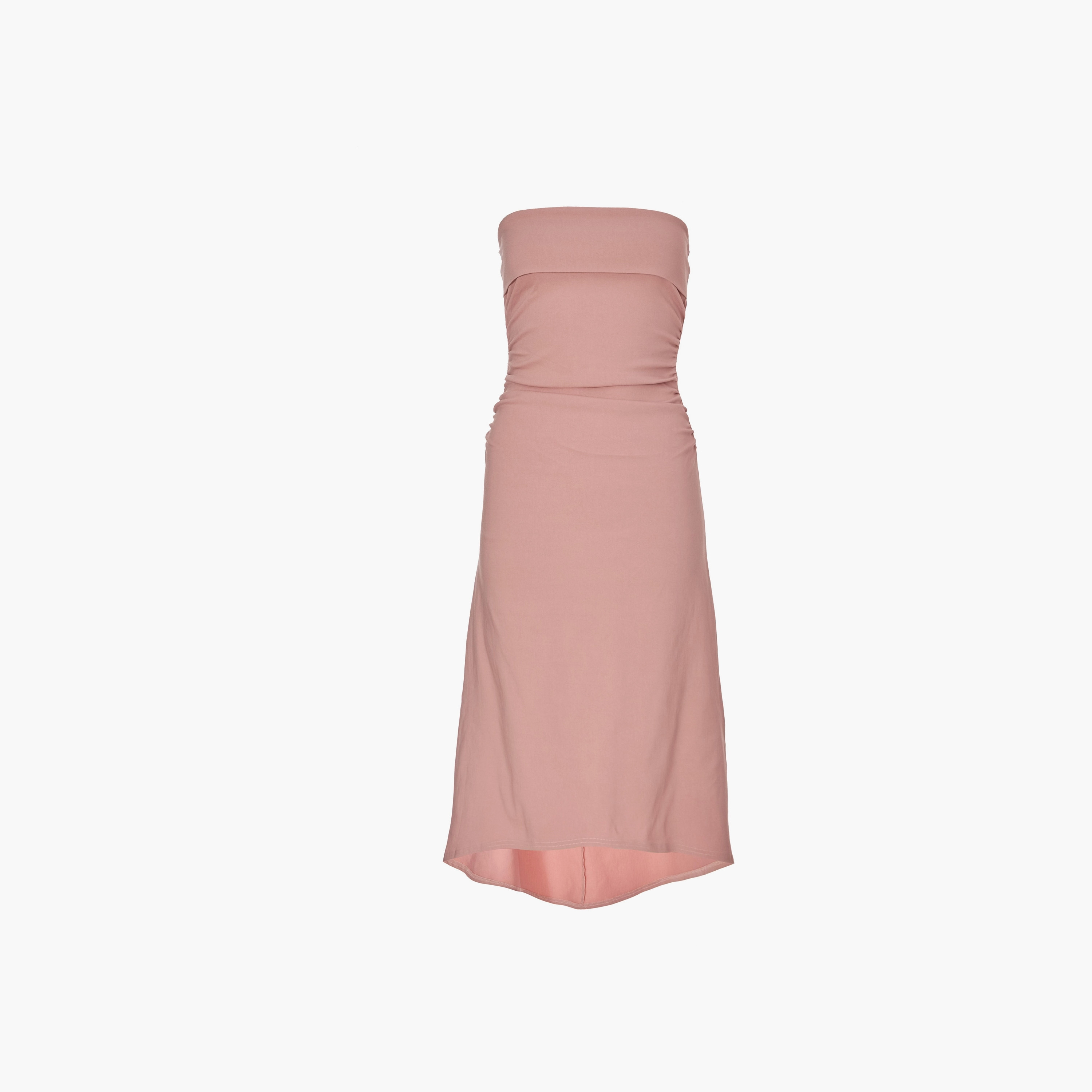 فستان ميدي نسائي باندو بلون وردي فاتح بلون بنغالين من الكتف-women-clothing-dresses-image-5