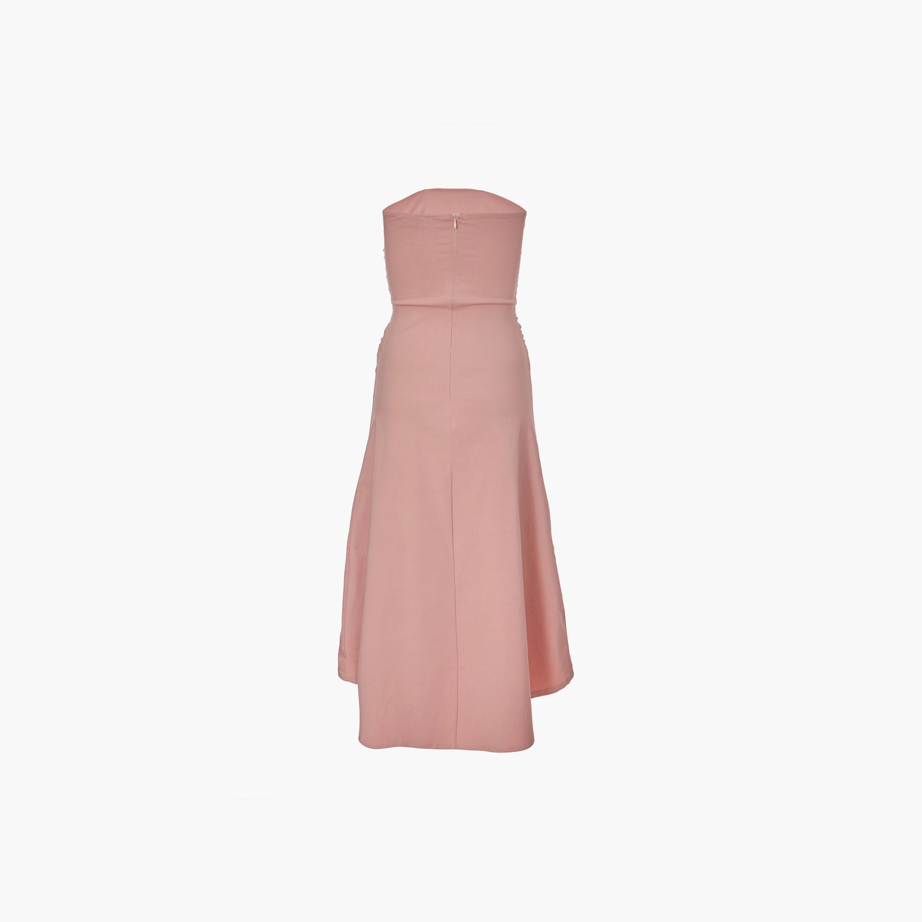فستان ميدي نسائي باندو بلون وردي فاتح بلون بنغالين من الكتف-women-clothing-dresses-image-6