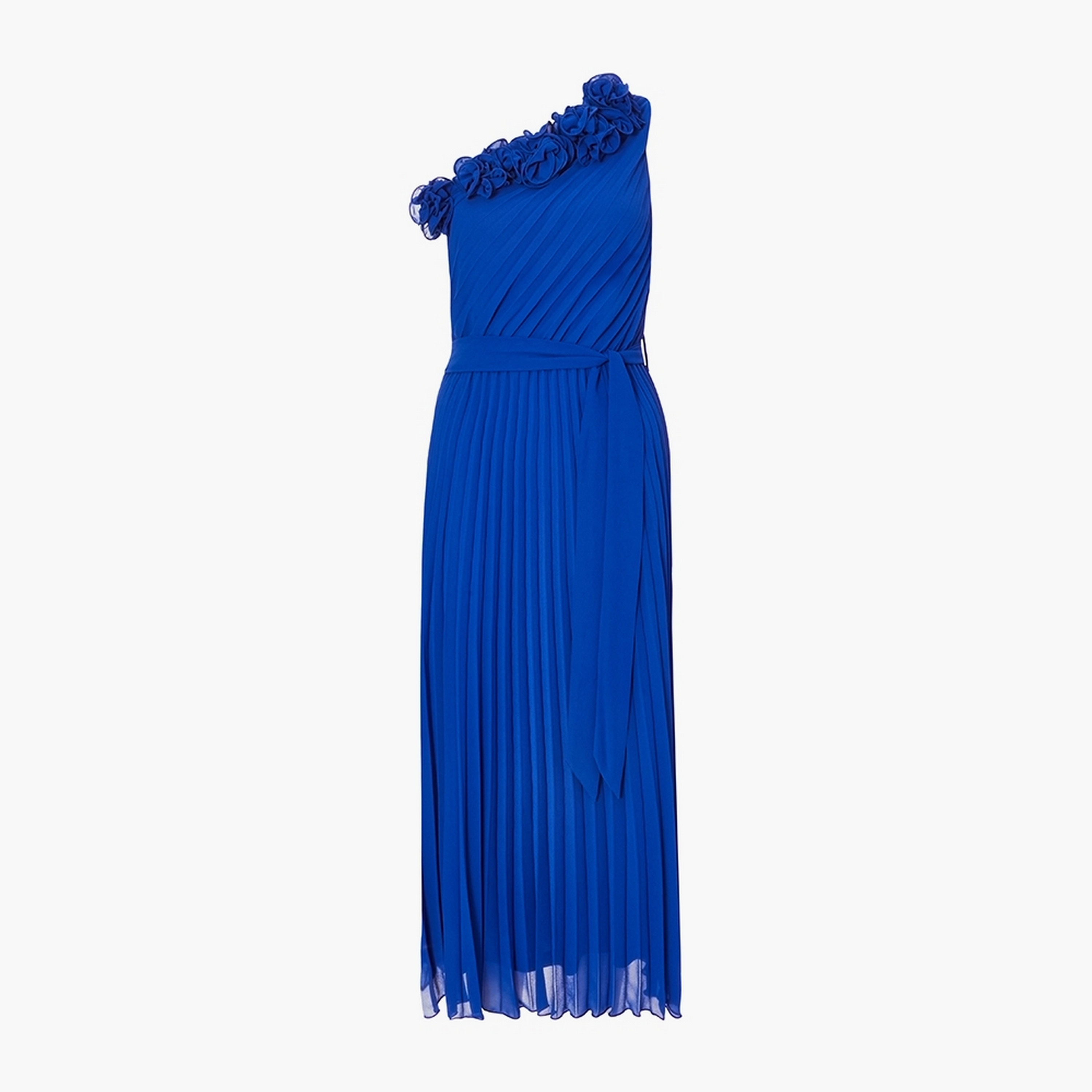Quiz 3D Floral Chiffon One-Shoulder Pleated Women's Midi Dress-women-clothing-dresses-image-5