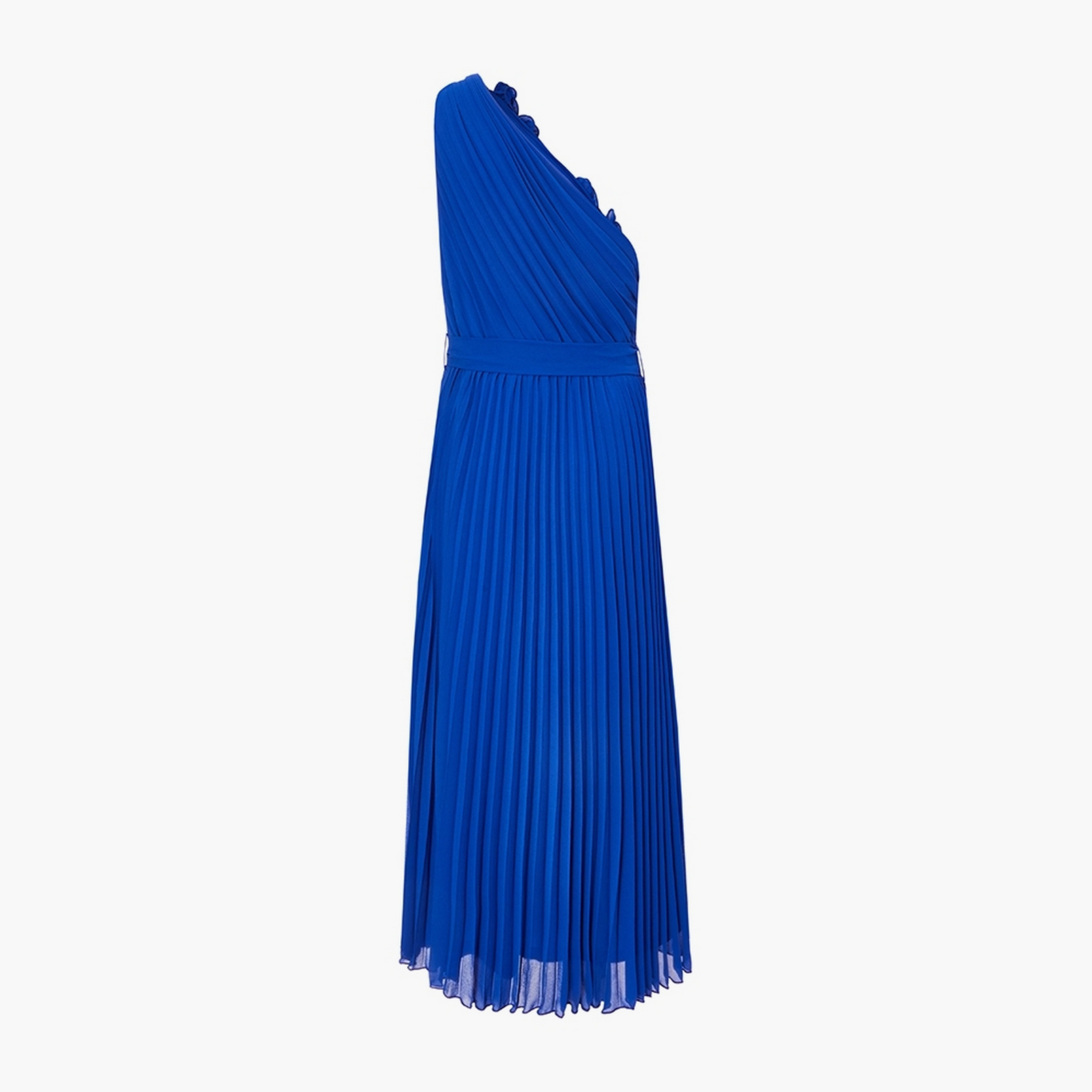 فستان ميدي نسائي بكتف واحد وطيات من الشيفون وزهور ثلاثية الأبعاد من كويز.-women-clothing-dresses-image-6