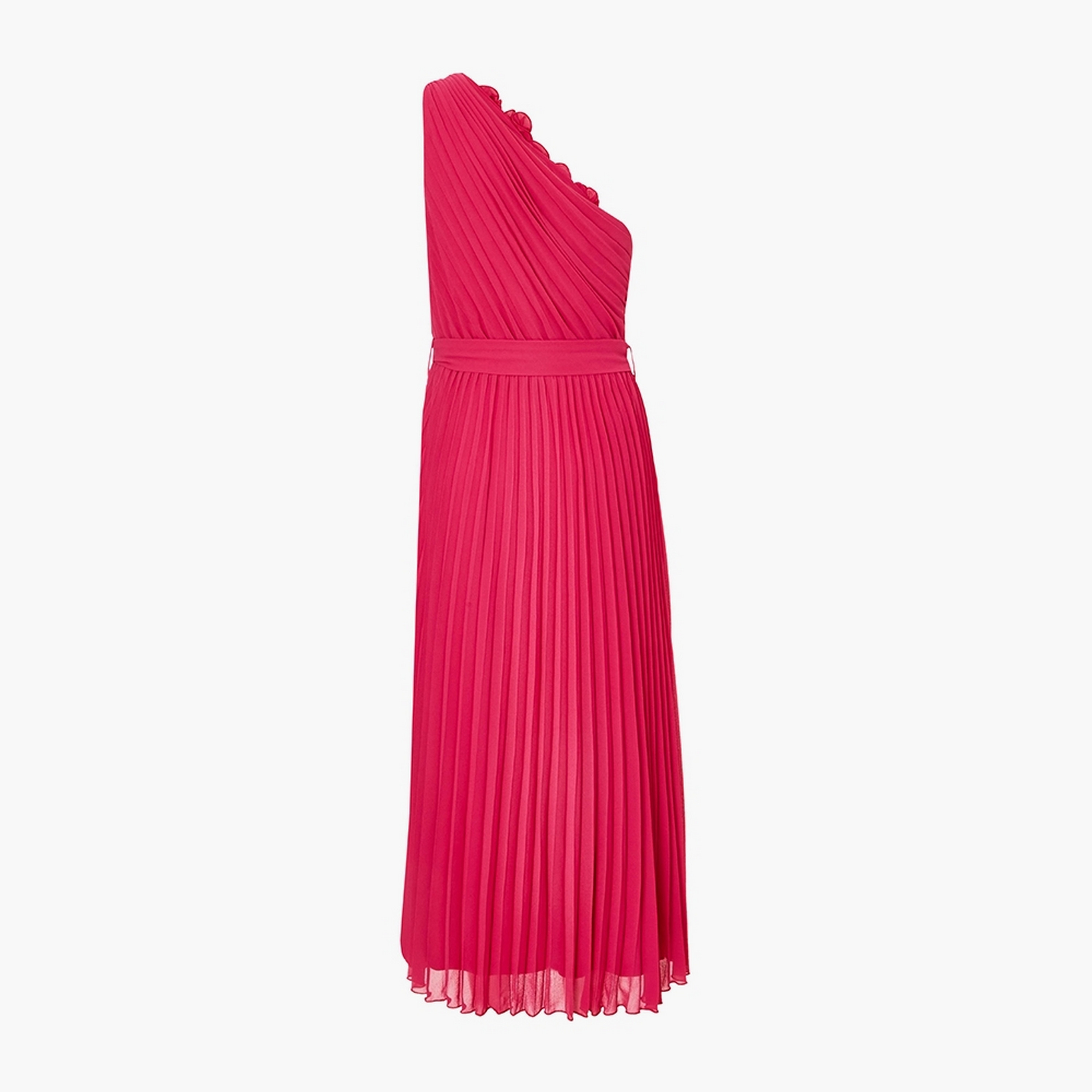 Quiz 3D Floral Chiffon One-Shoulder Pleated Women's Midi Dress-women-clothing-dresses-image-6