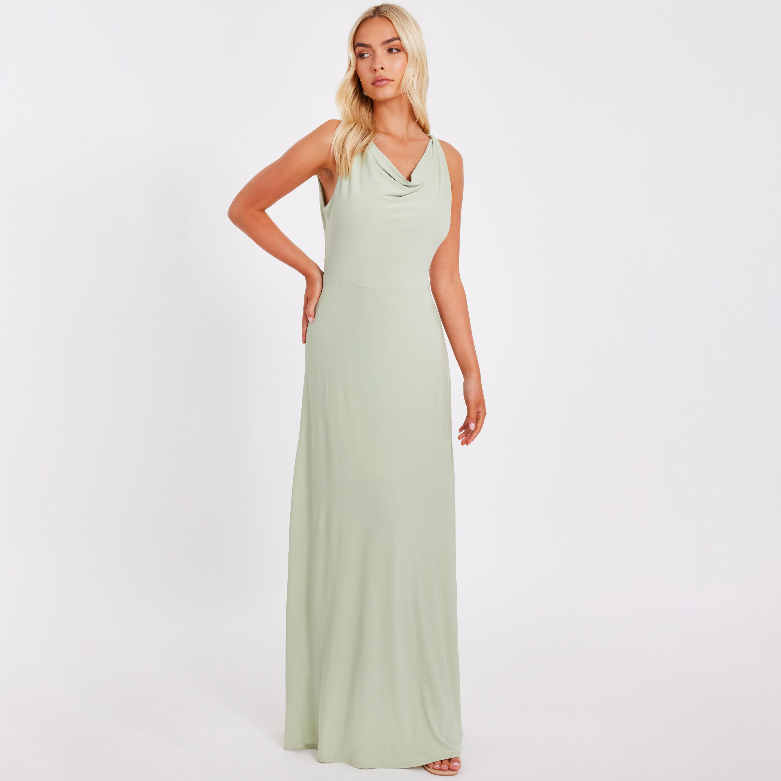 Quiz ITY Cowl Neck Green Women's Maxi Multiway Dress-women-clothing-dresses-image-1
