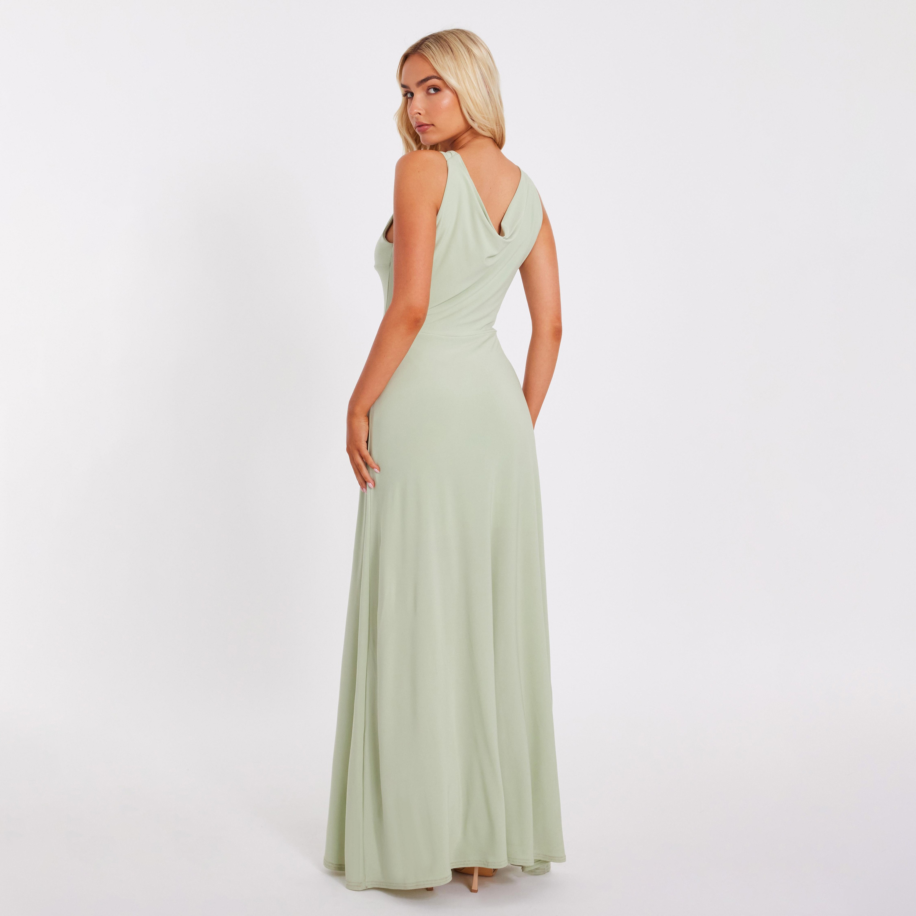 Quiz ITY Cowl Neck Green Women's Maxi Multiway Dress-women-clothing-dresses-image-3