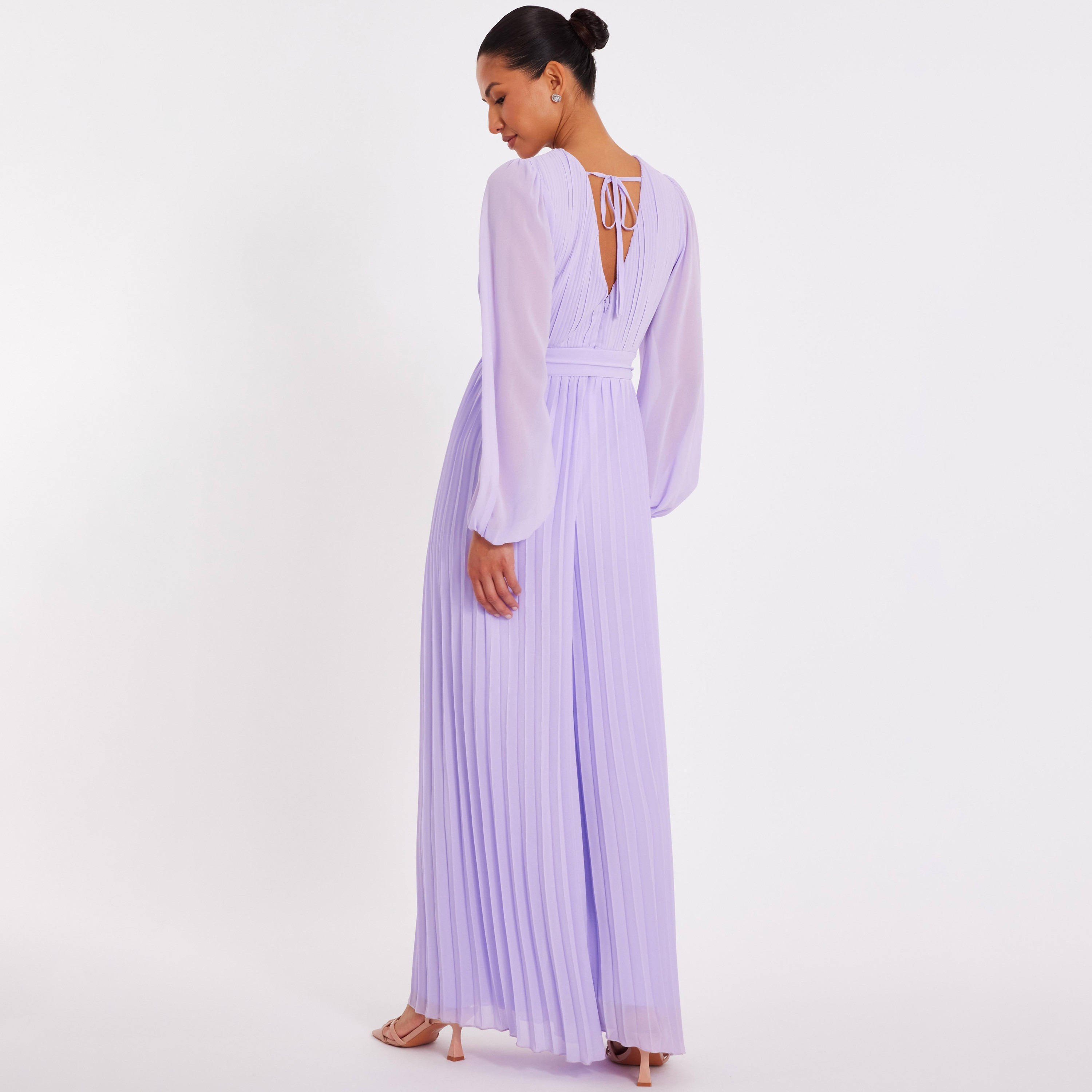 Quiz Pleated Chiffon Balloon Sleeves Purple Women's Wrap Style Jumpsuit-women-clothing-jumpsuits-image-3