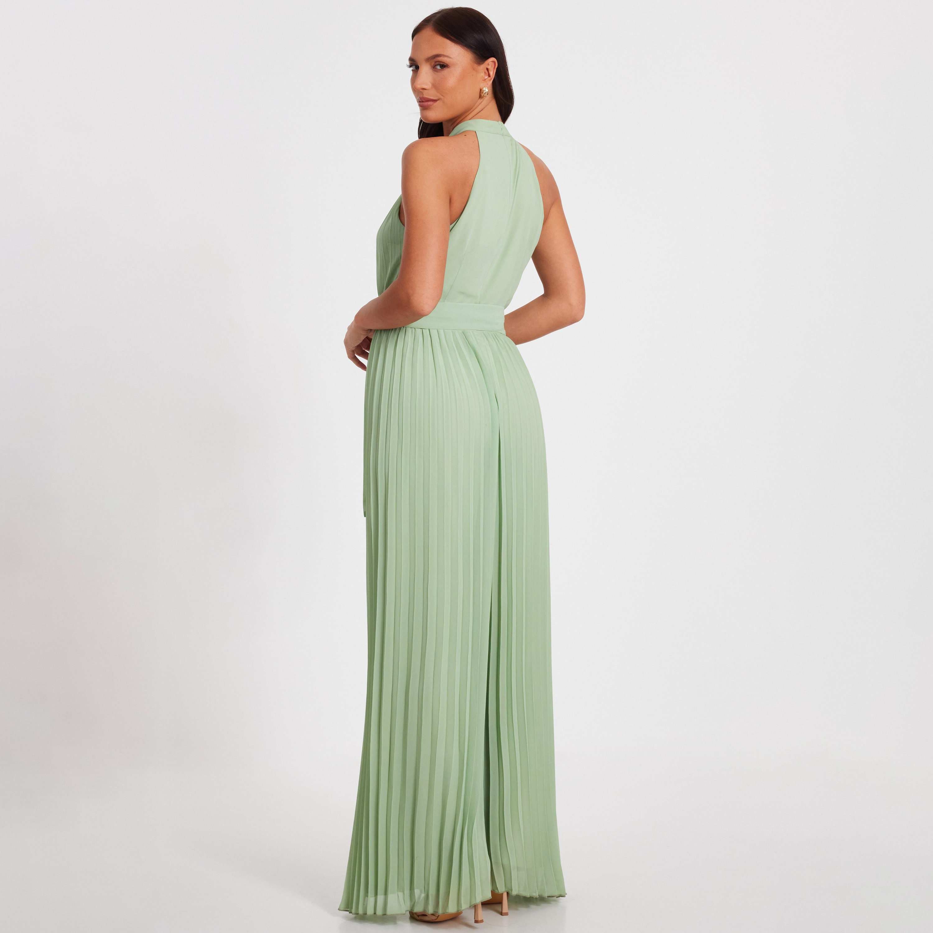Quiz Pleated Chiffon Halter Neck Women's Jumpsuit-women-clothing-jumpsuits-image-3
