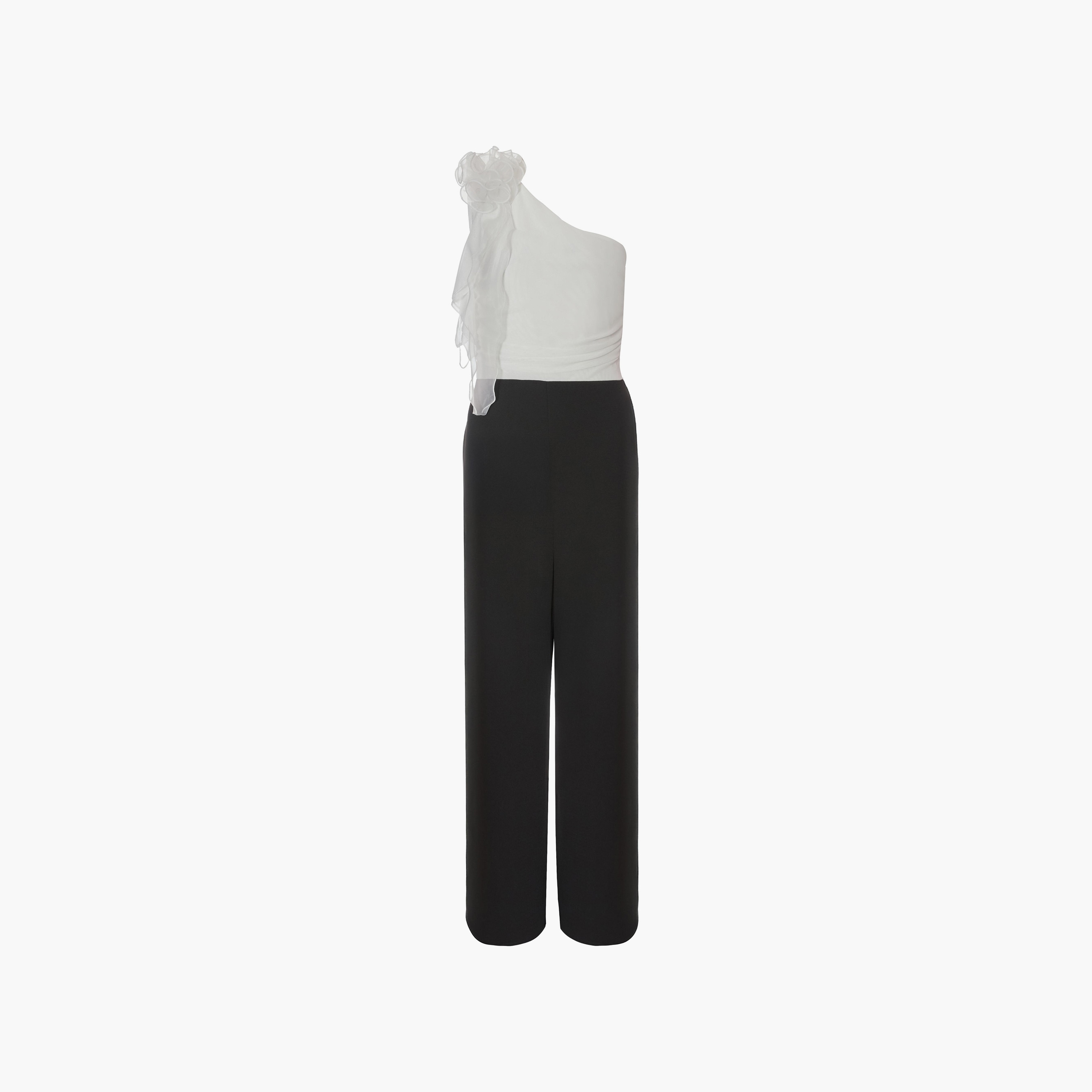 Quiz Black Ruffle One Shoulder Scuba Mesh Asymmetric Women's Jumpsuit-women-clothing-jumpsuits-image-5