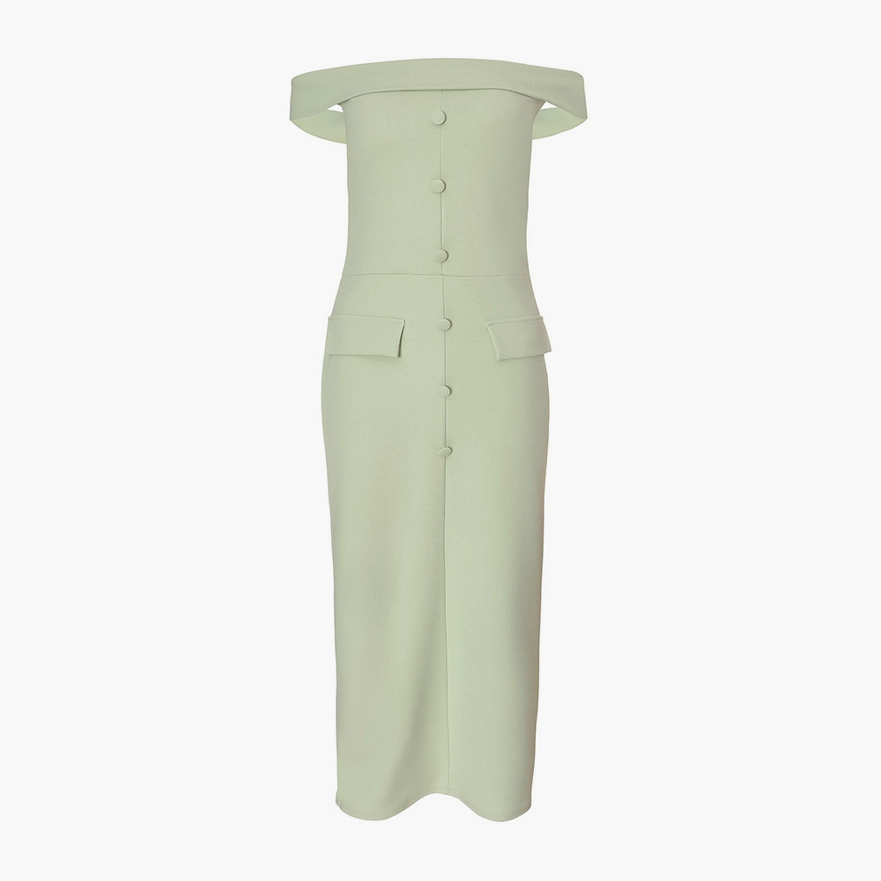 Quiz Scuba Crepe Bardot Bodycon Green Women's Midi Dress-women-clothing-dresses-image-5