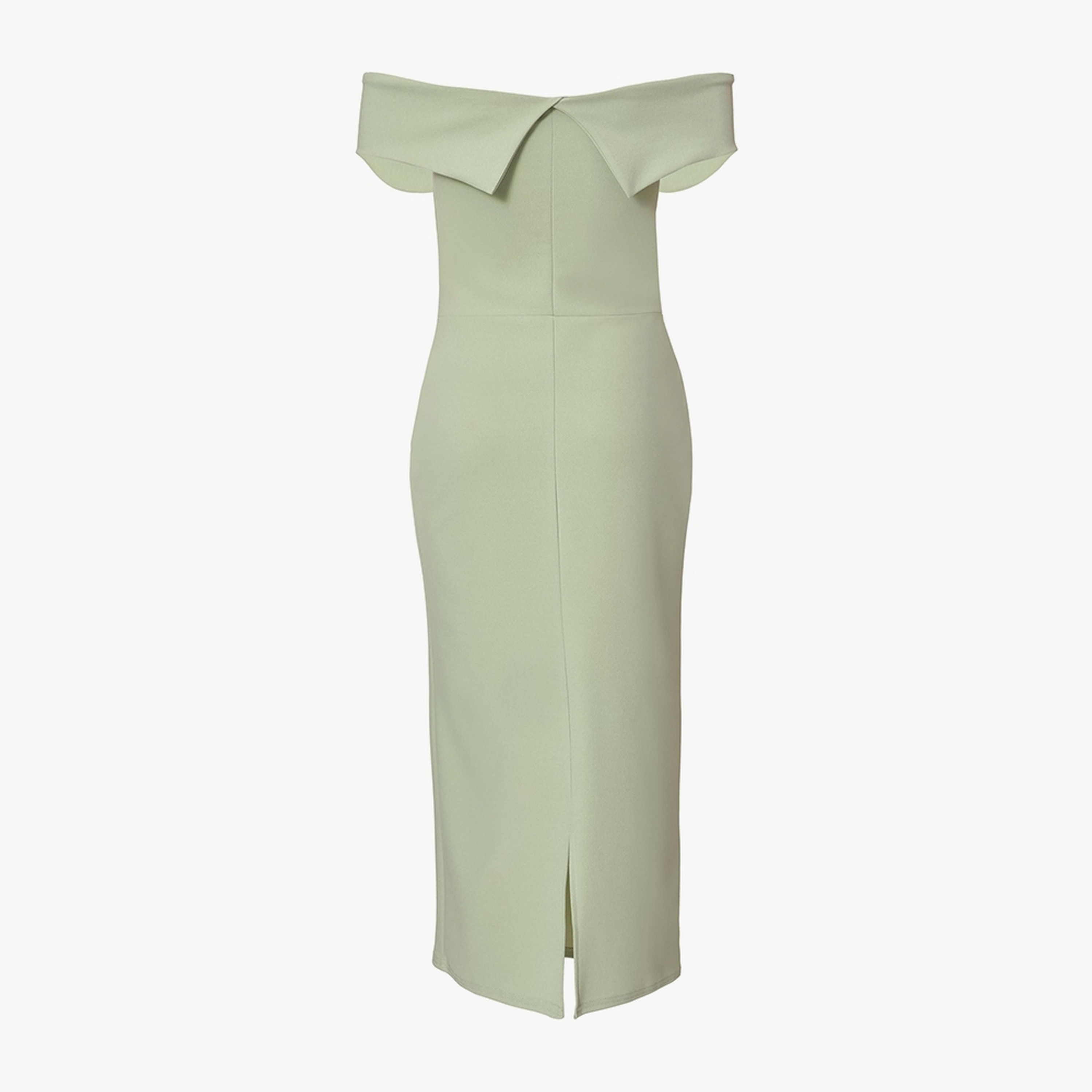 Quiz Scuba Crepe Bardot Bodycon Green Women's Midi Dress-women-clothing-dresses-image-6