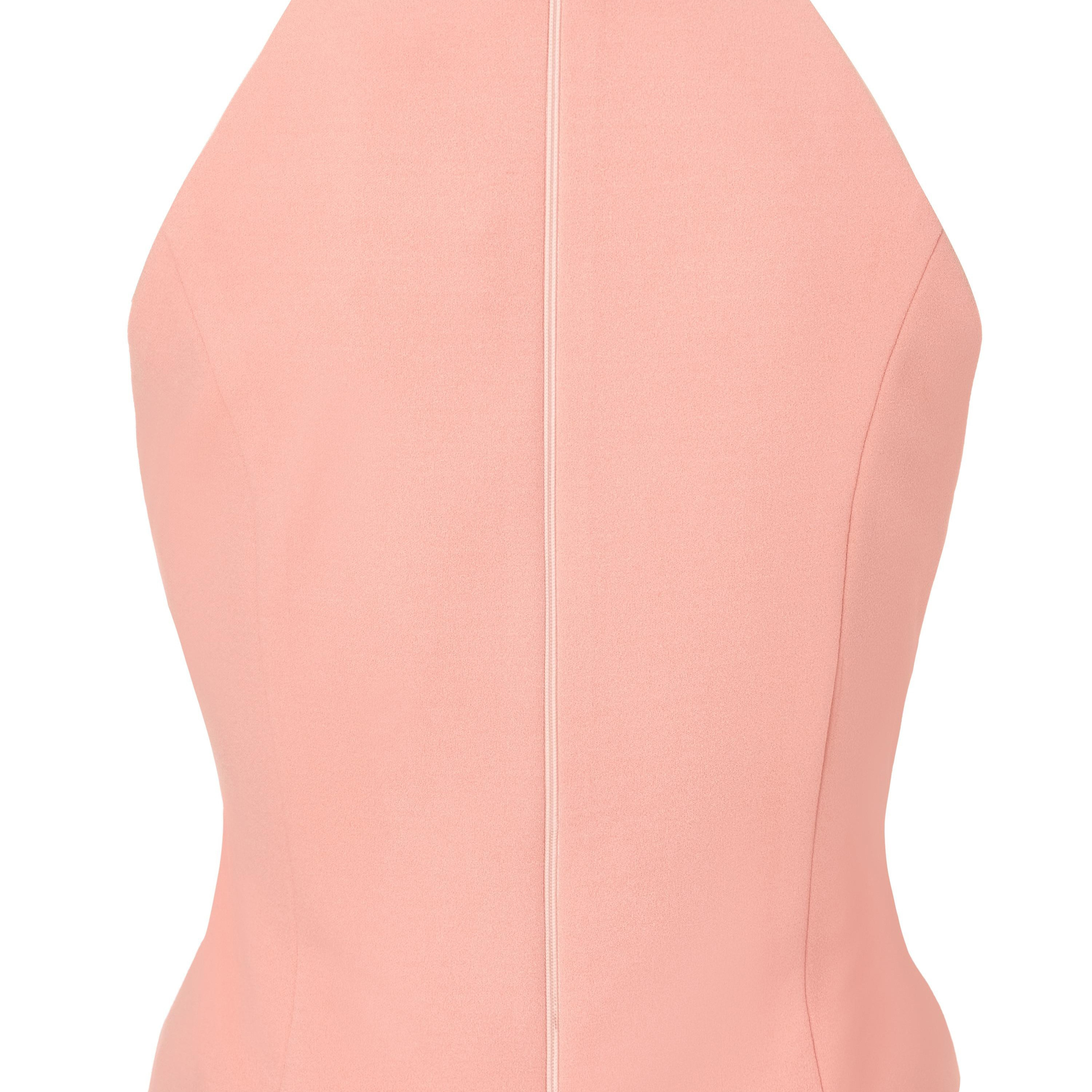 بلوزة نسائية قصيرة سكوبا كريب بفتحة رقبة على شكل حرف V باللون الوردي من كويز-women-clothing-shirtsandblouses-blouses-image-5
