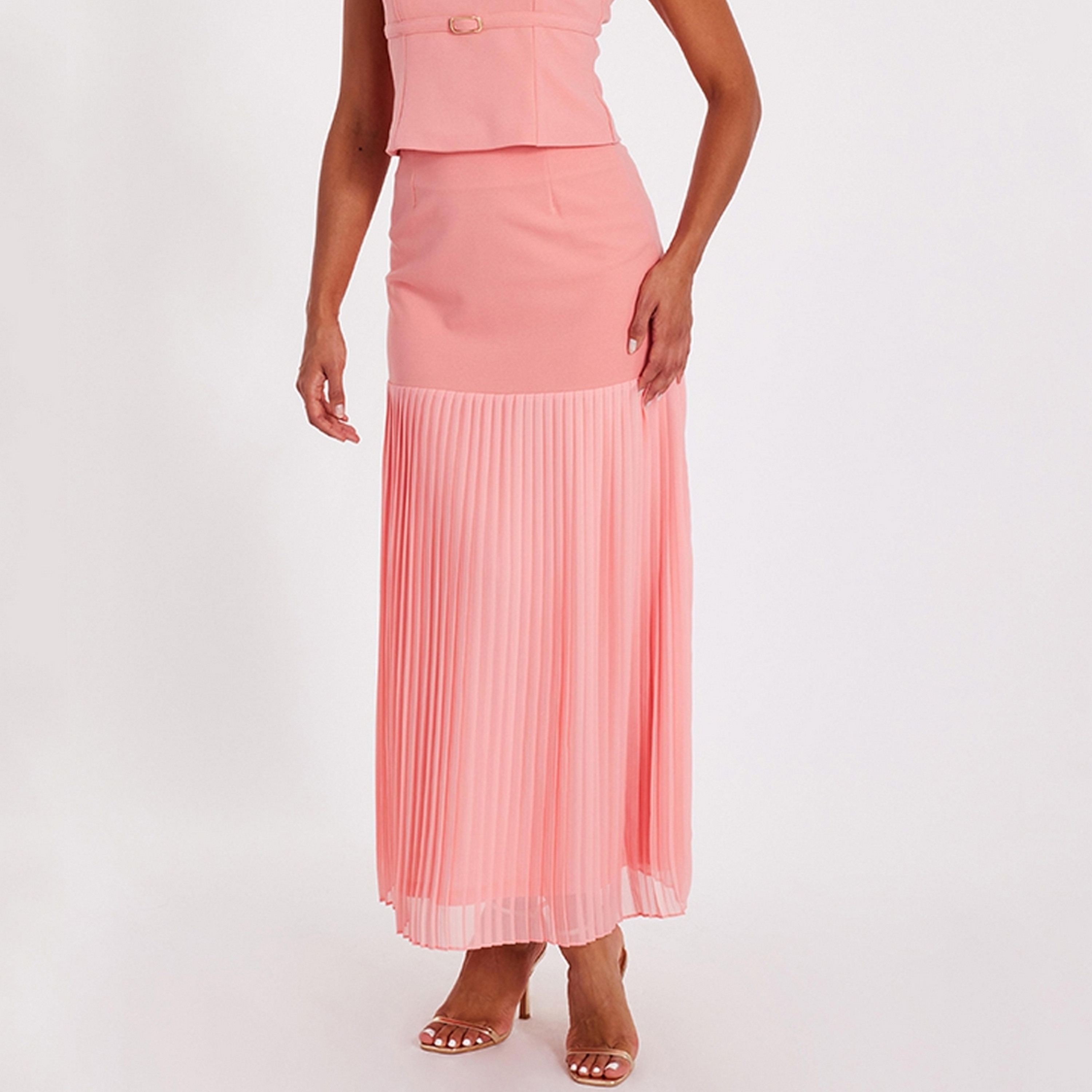 تنورة ماكسي نسائية من الشيفون المطوي من كويز.-women-clothing-bottoms-skirts-image-3