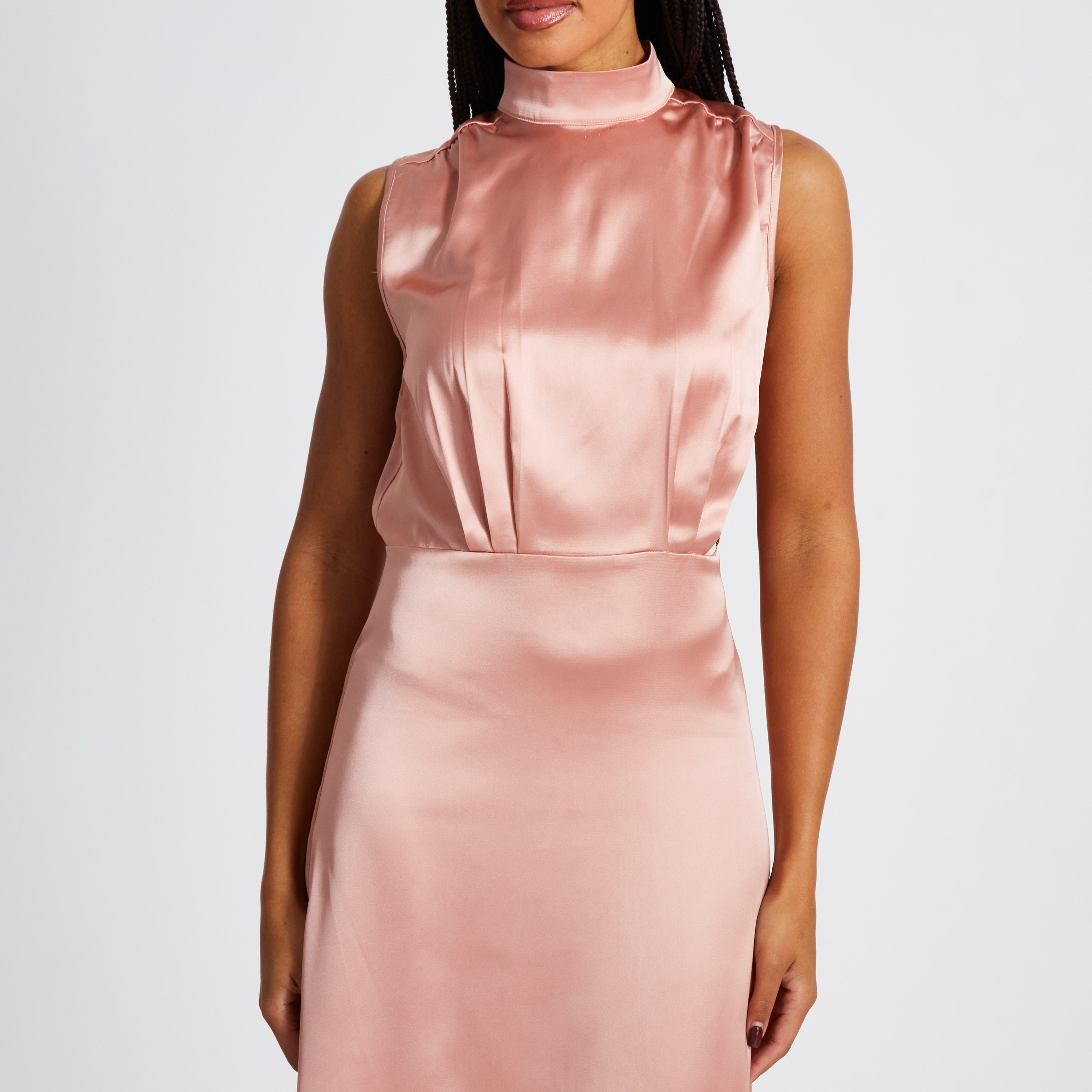 Quiz Blush Satin High Neck Women's Dress-women-clothing-dresses-image-4