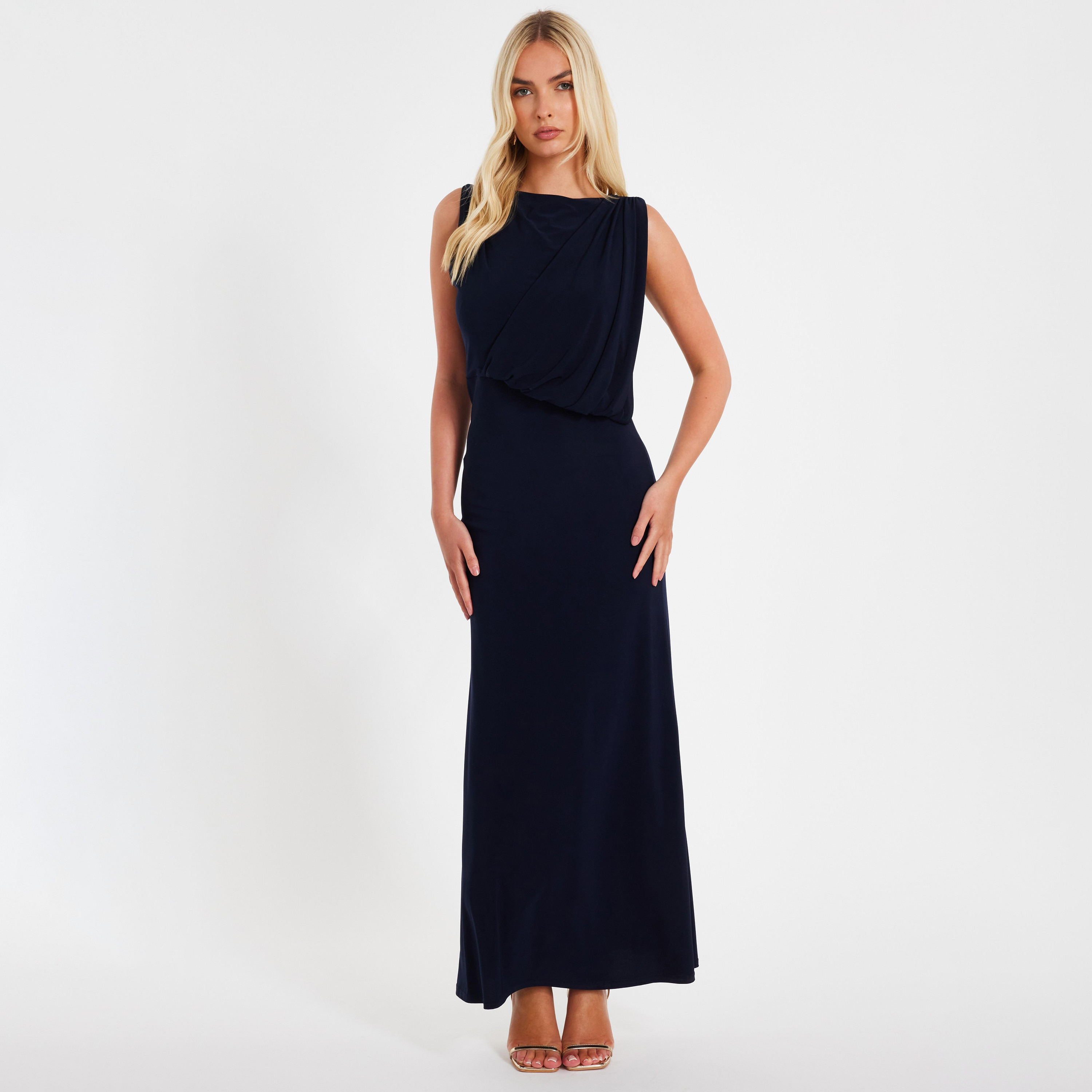 Quiz Draped ITY Wrap Blue Women's Maxi Dress-women-clothing-dresses-image-1