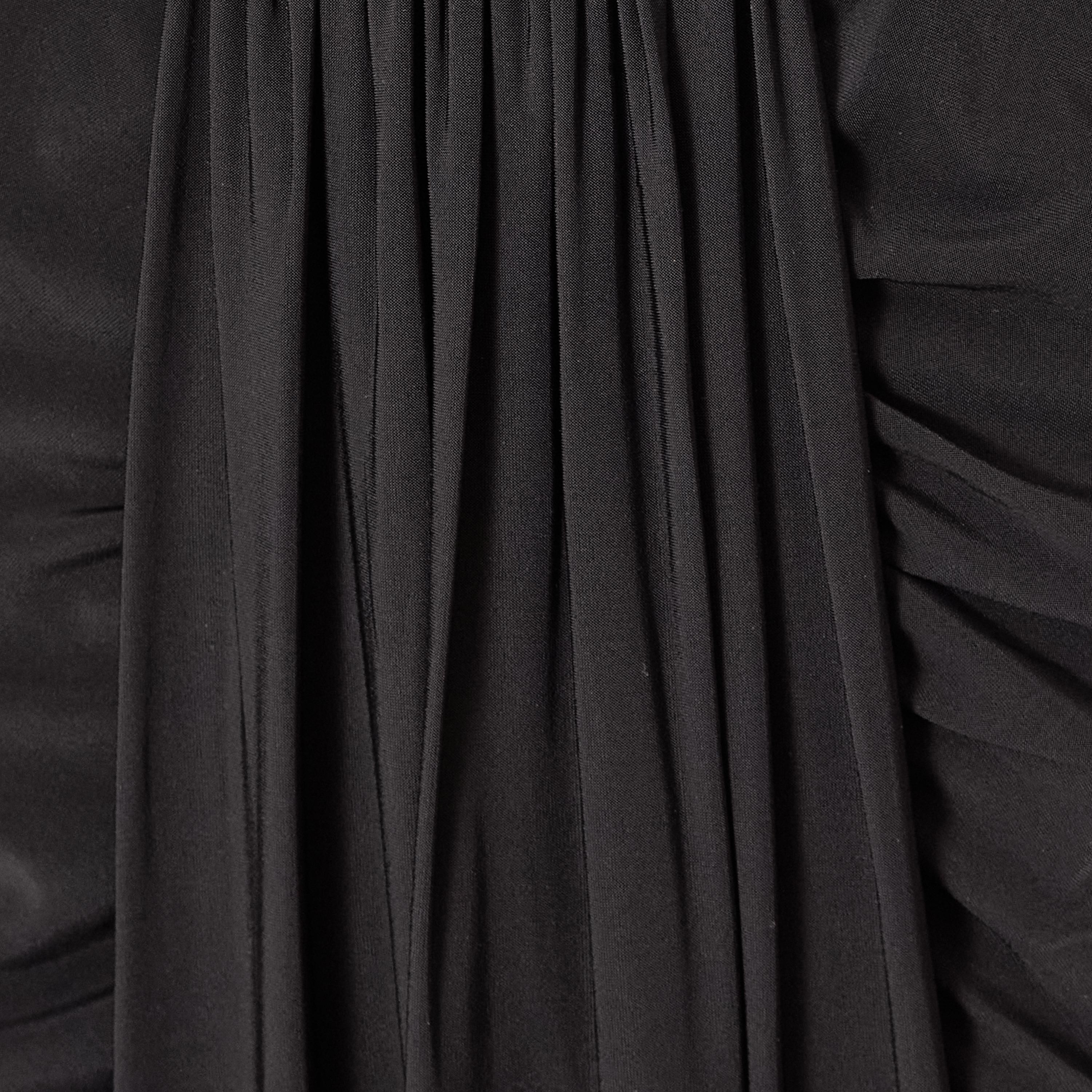 Quiz Draped ITY Surplice Neck Sheath Black Women's Evening Maxi Dress-women-clothing-dresses-image-4