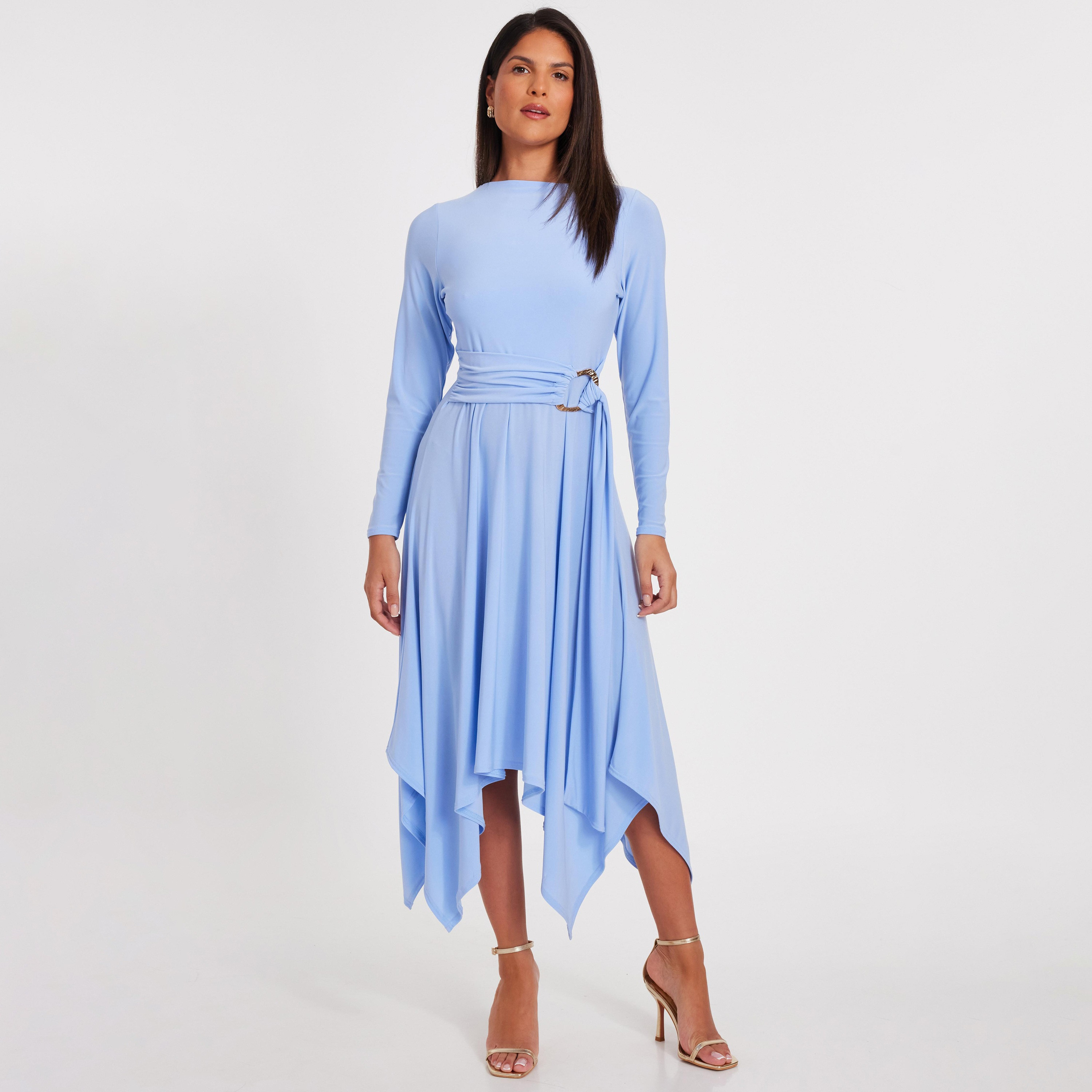 Quiz Fit & Flare Blue Women's Midi Dress-women-clothing-dresses-image-1