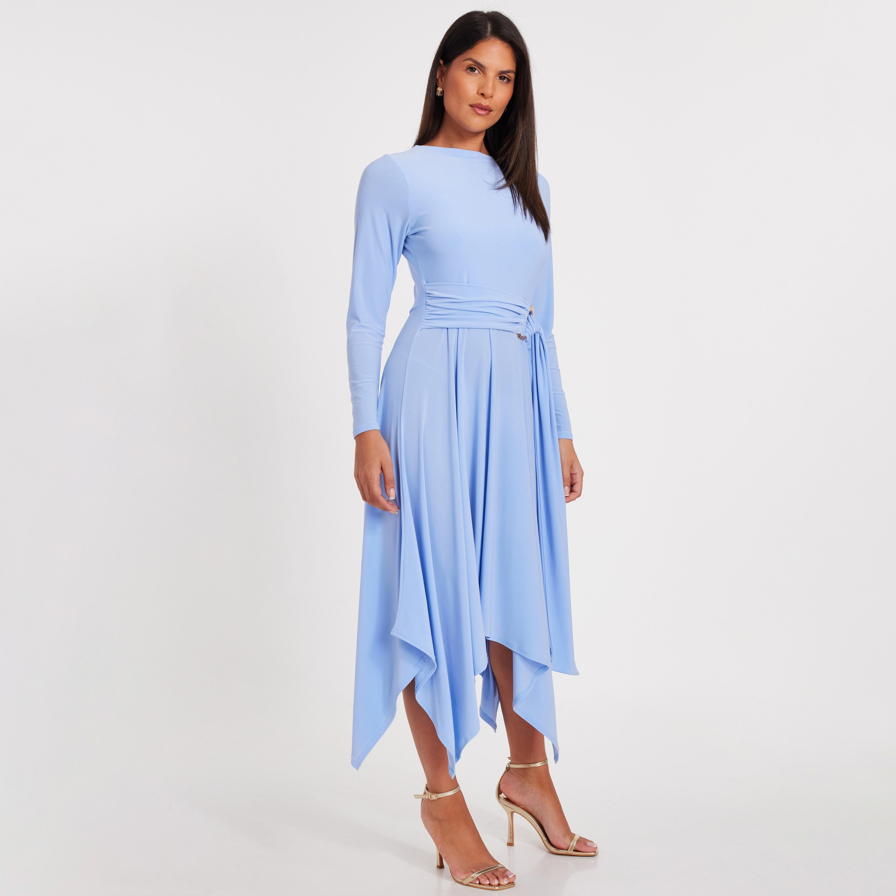 Quiz Fit & Flare Blue Women's Midi Dress-women-clothing-dresses-image-2