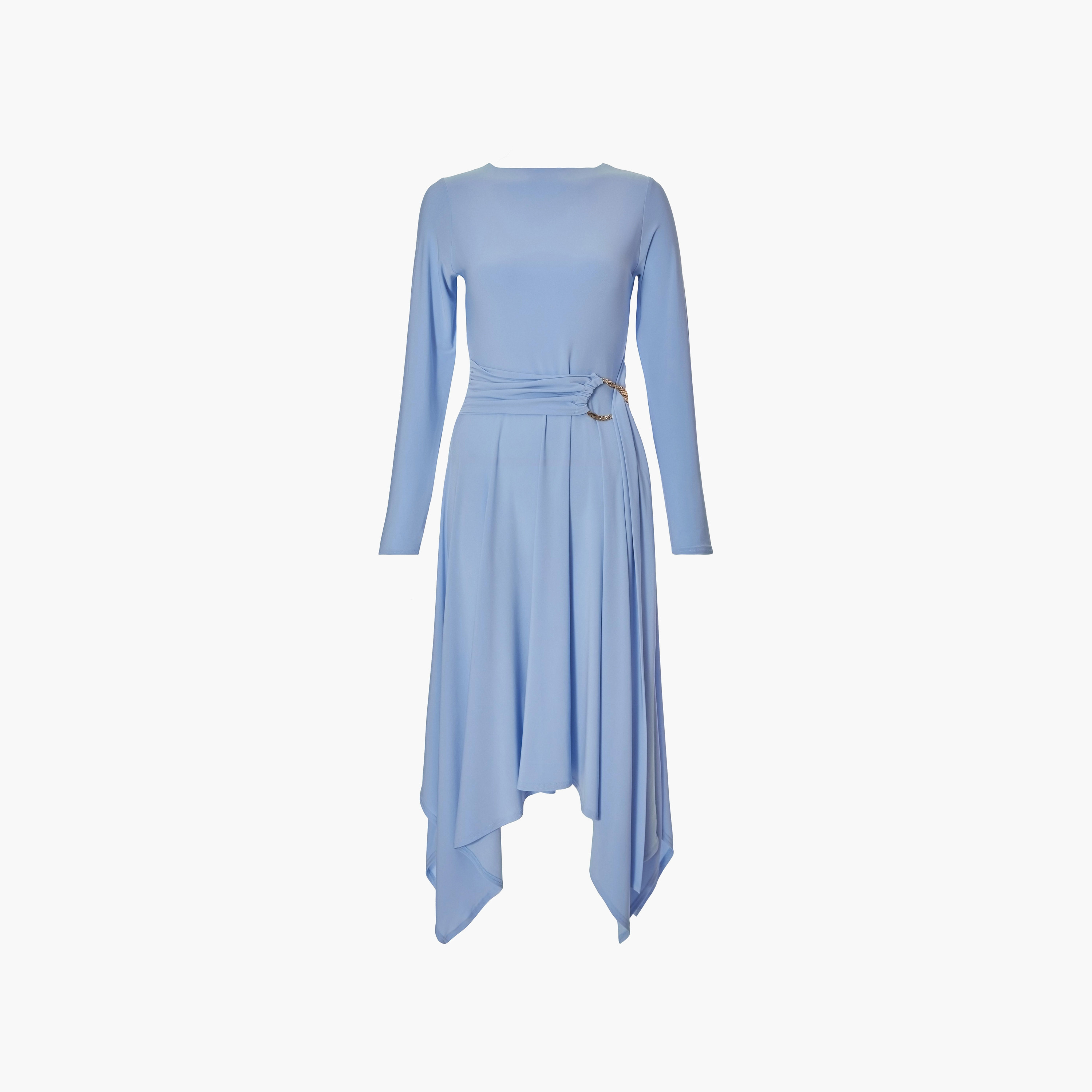 فستان فيت آند فلير متوسط الطول للنساء باللون الأزرق من كويز-women-clothing-dresses-image-5