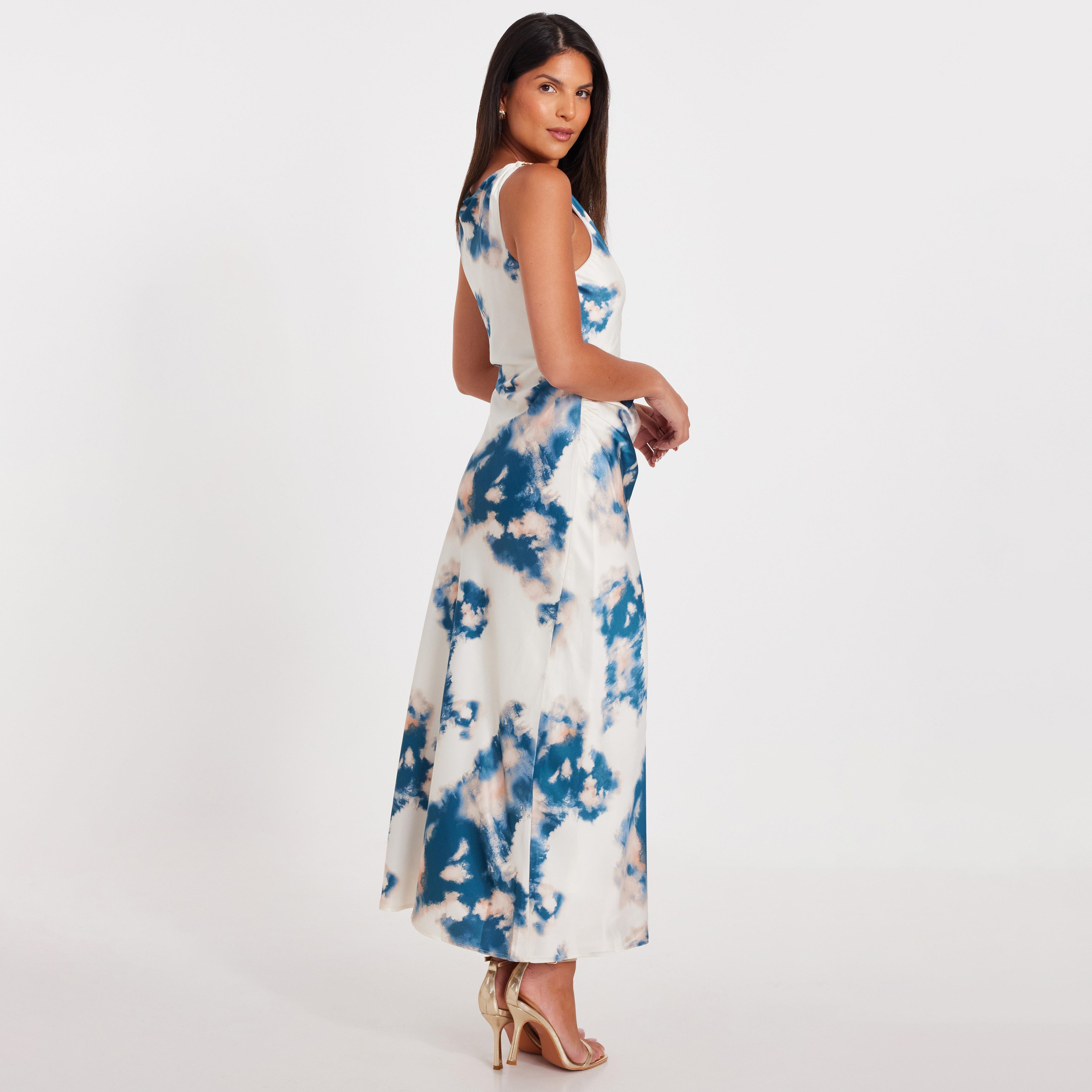 فستان ماكسي ساتان أزرق اللون للنساء من كويز-women-clothing-dresses-image-3