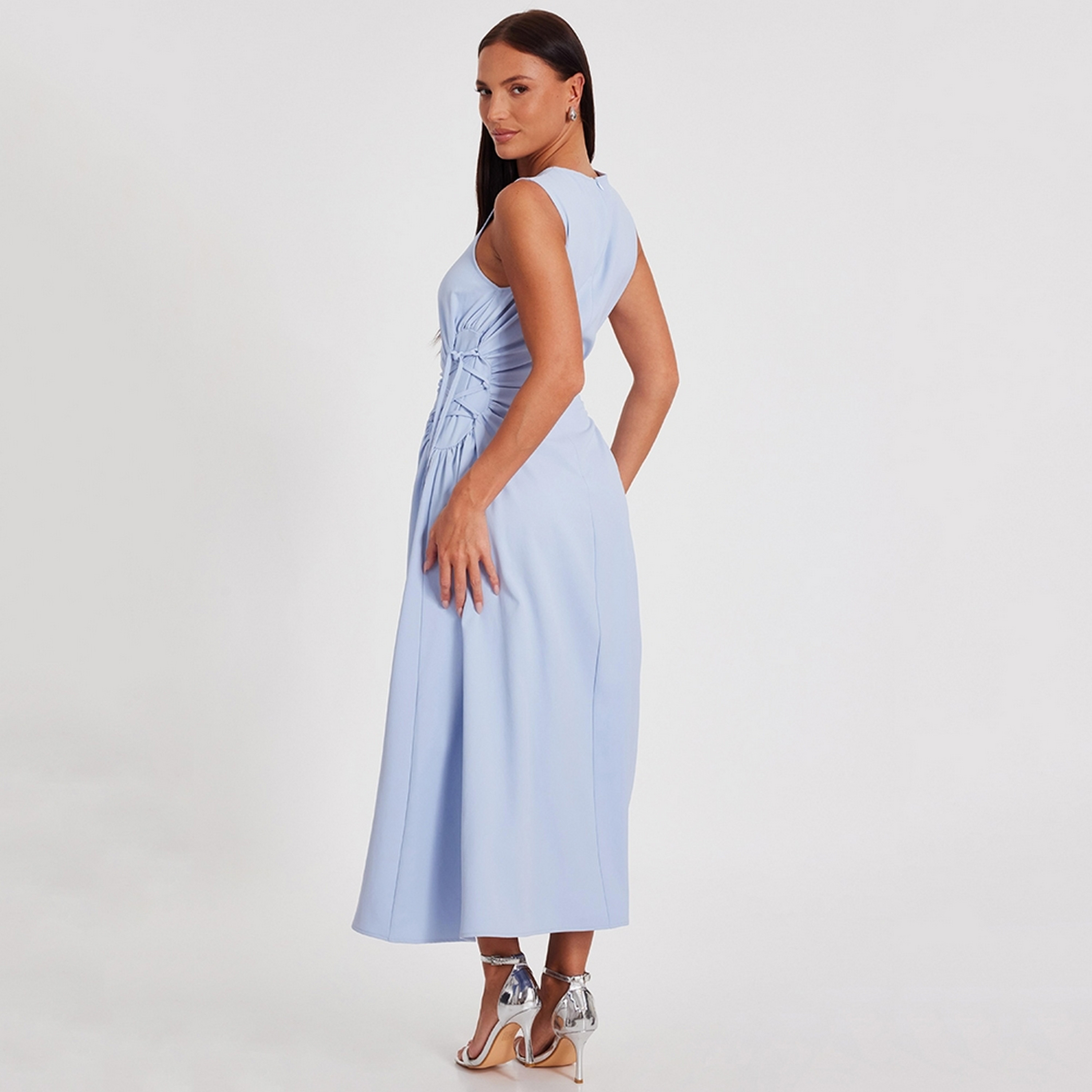 فستان ميدي نسائي أزرق منسوج من كويز.-women-clothing-dresses-image-2