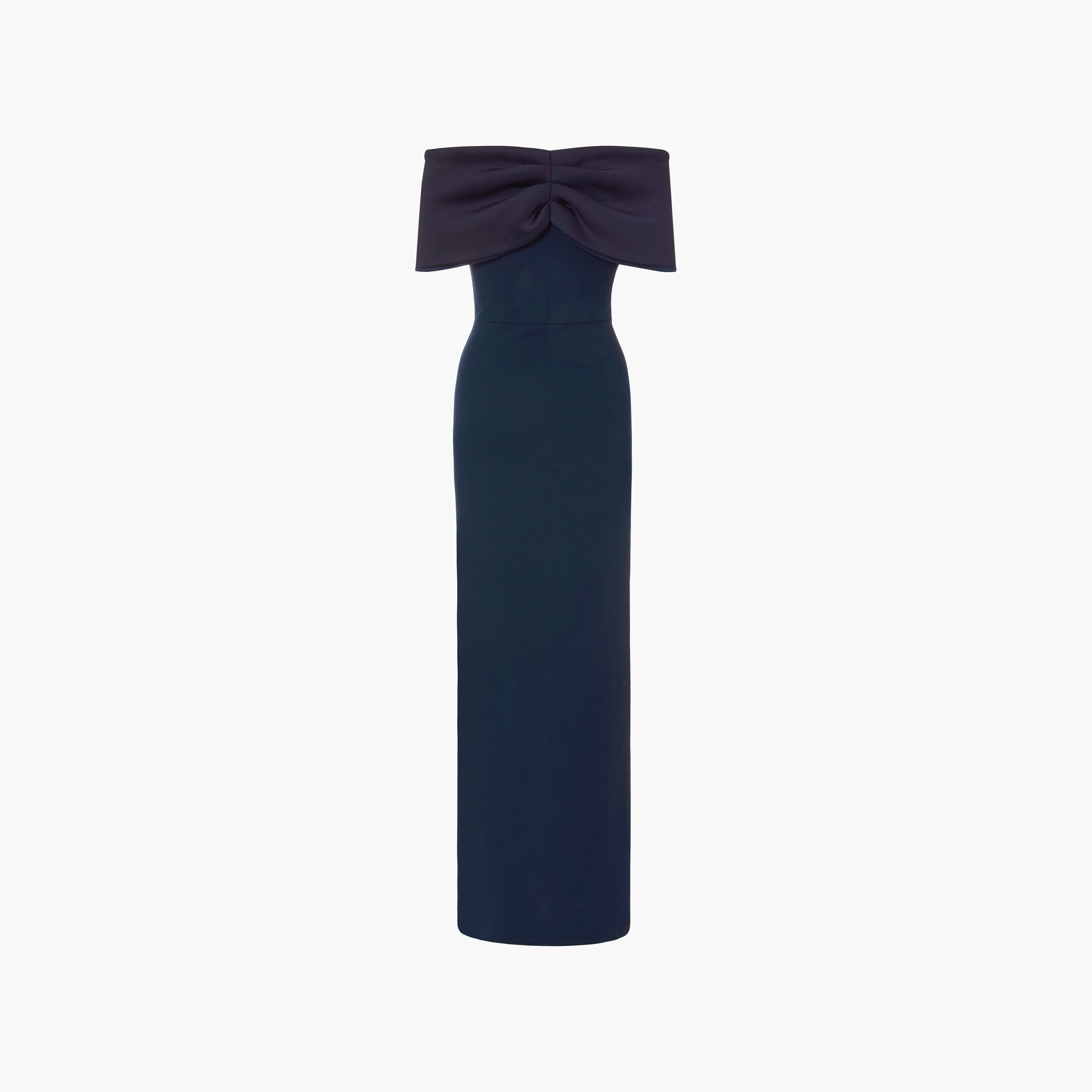 Quiz Contrast Front Scuba Crepe Bardot Neck Slit Navy Women's Evening Maxi Dress-women-clothing-dresses-image-6