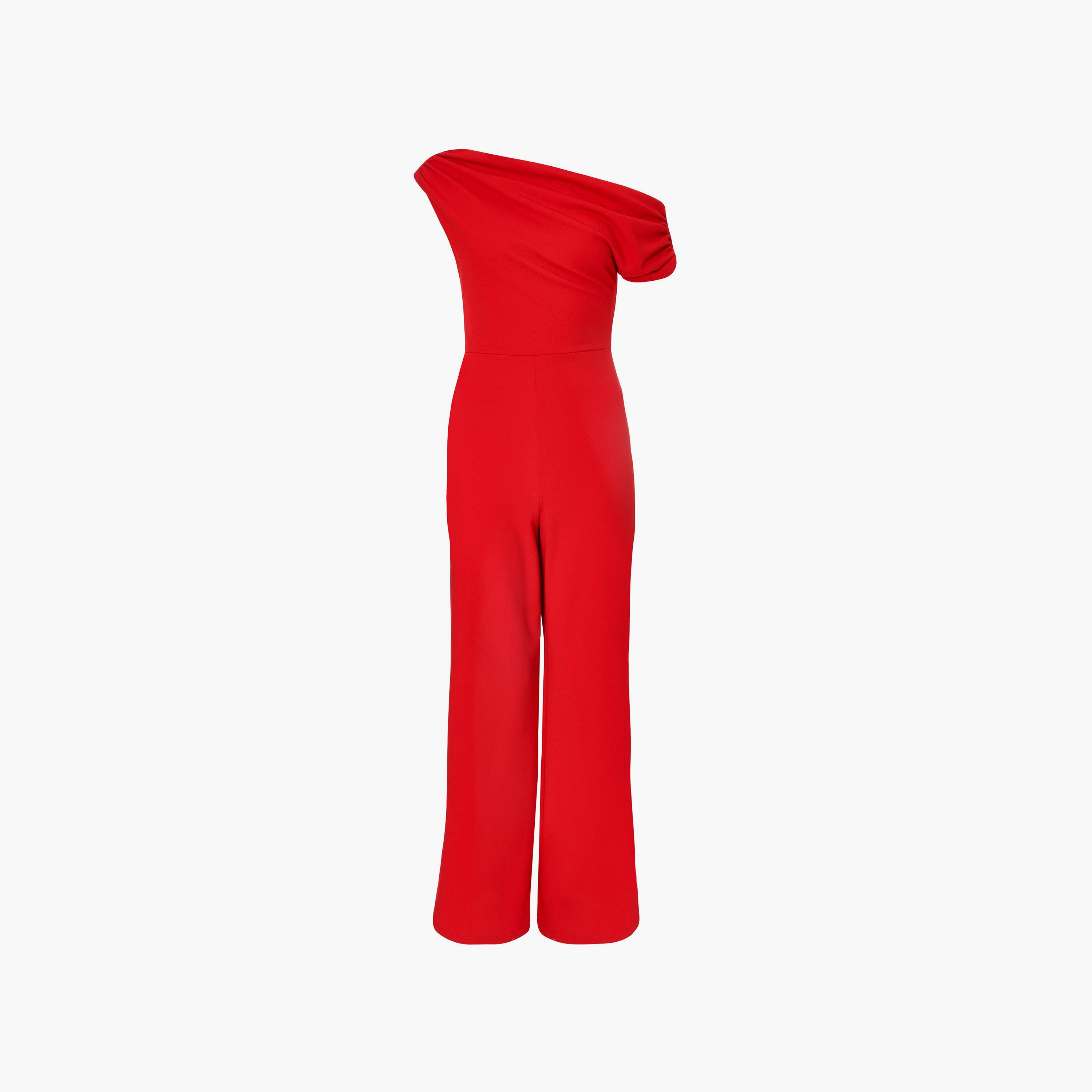جمبسوت نسائي أحمر سكوبا كريب بكتف واحد من كويز-women-clothing-jumpsuits-image-5