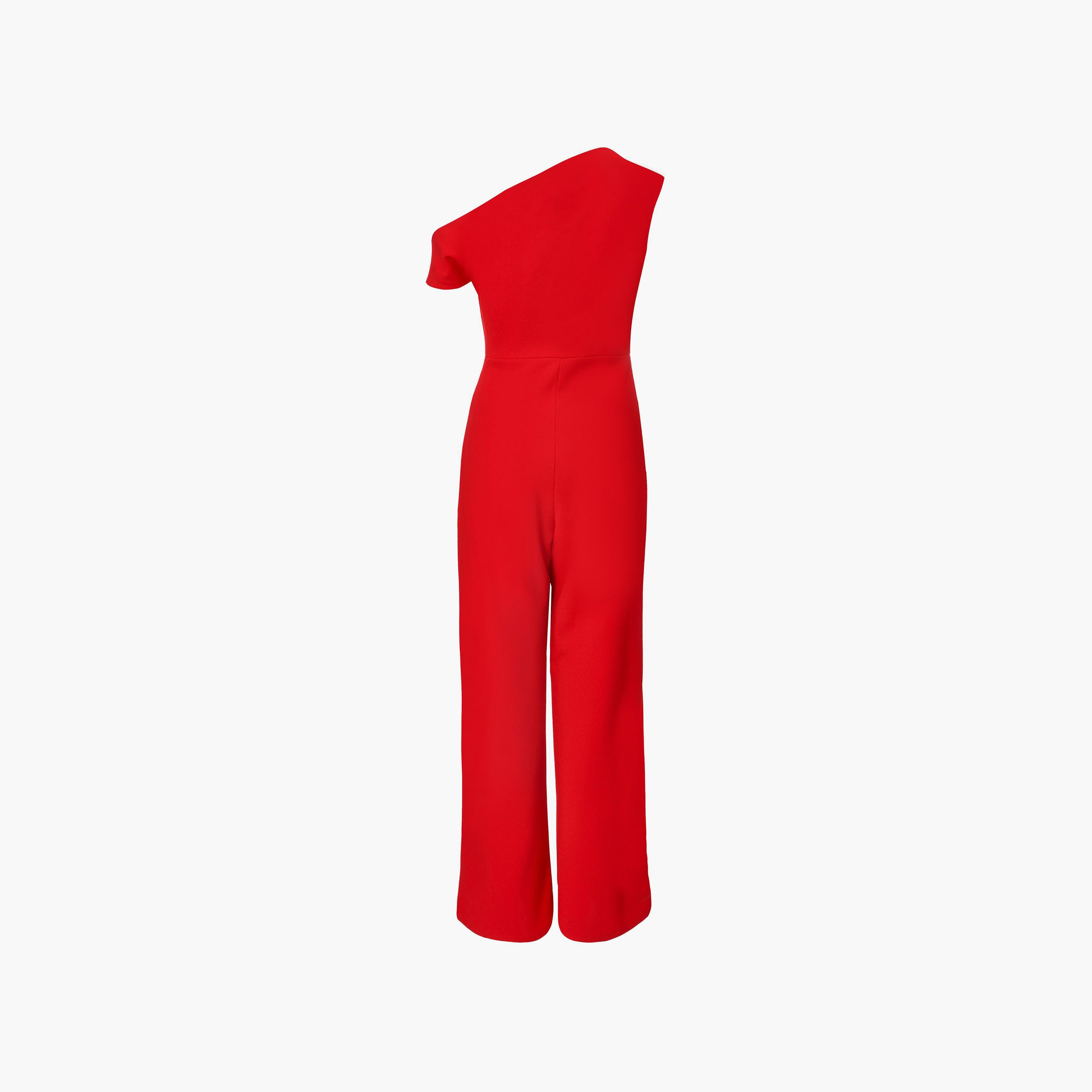 جمبسوت نسائي أحمر سكوبا كريب بكتف واحد من كويز-women-clothing-jumpsuits-image-6