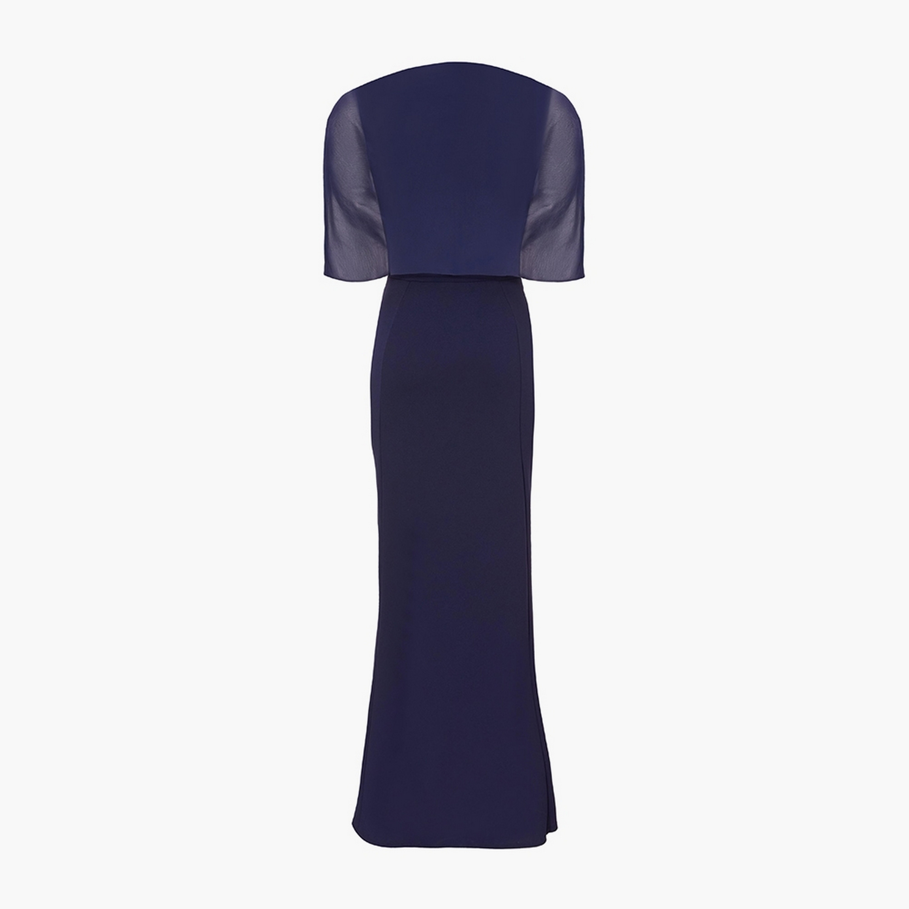 فستان ماكسي نسائي أزرق بتصميم ذيل السمكة وأكمام كاب من قماش سكوبا كريب من كويز.-women-clothing-dresses-image-6