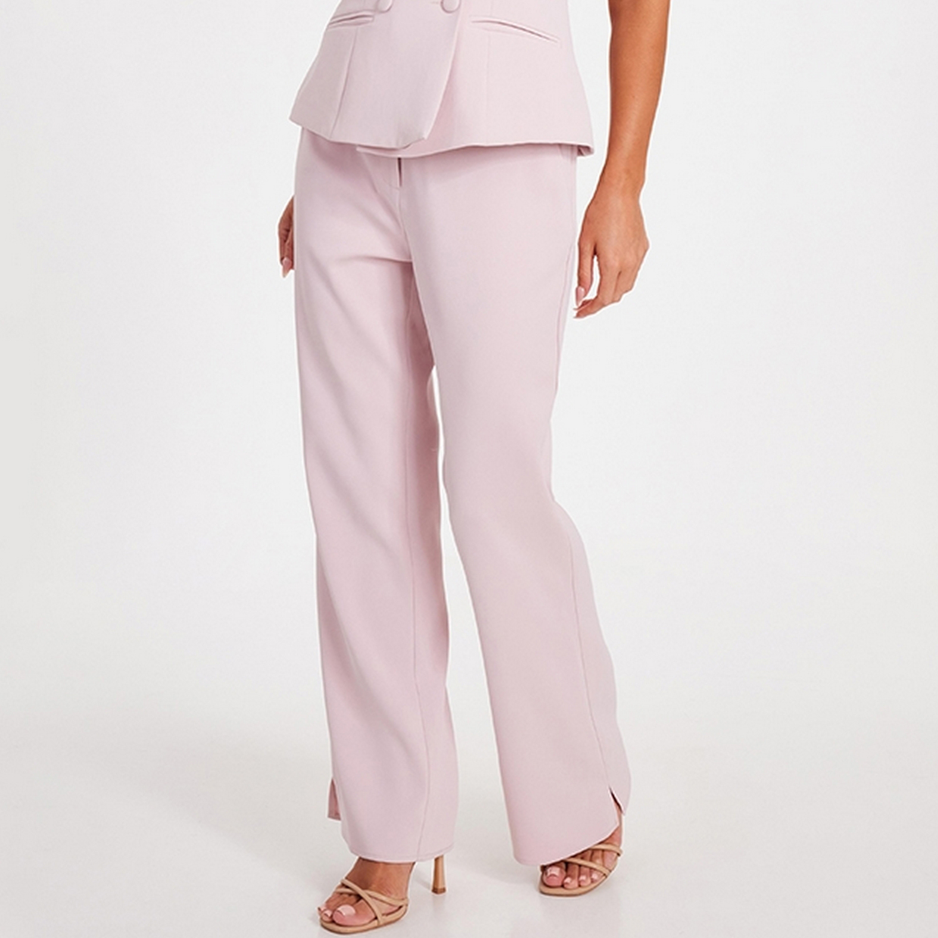 Quiz Pink Straight Women's Trousers-women-clothing-bottoms-trousers-image-1