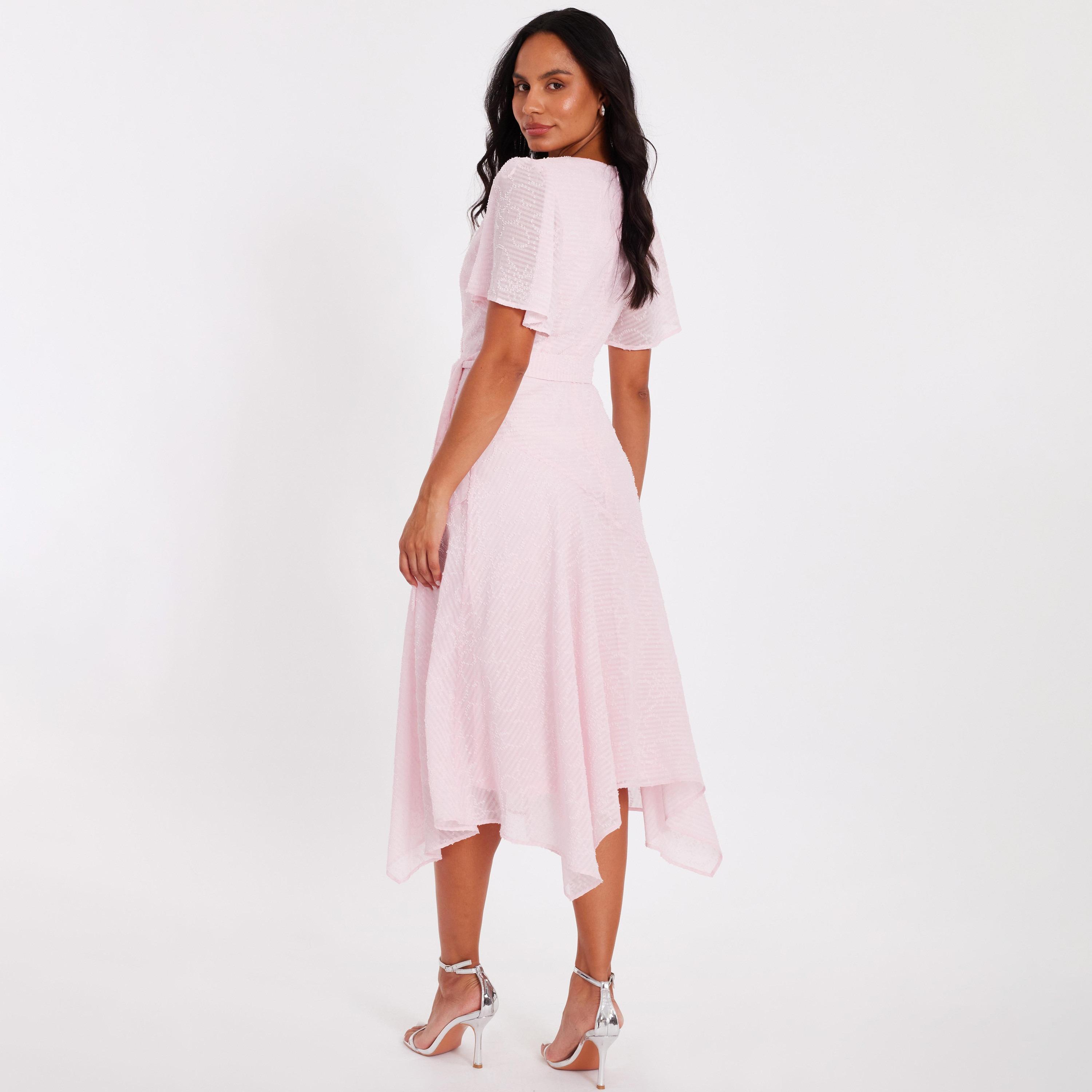 Quiz Striped & Dobby Chiffon Flutter Sleeves Wrap Pink Women's Midi Dress-women-clothing-dresses-image-3