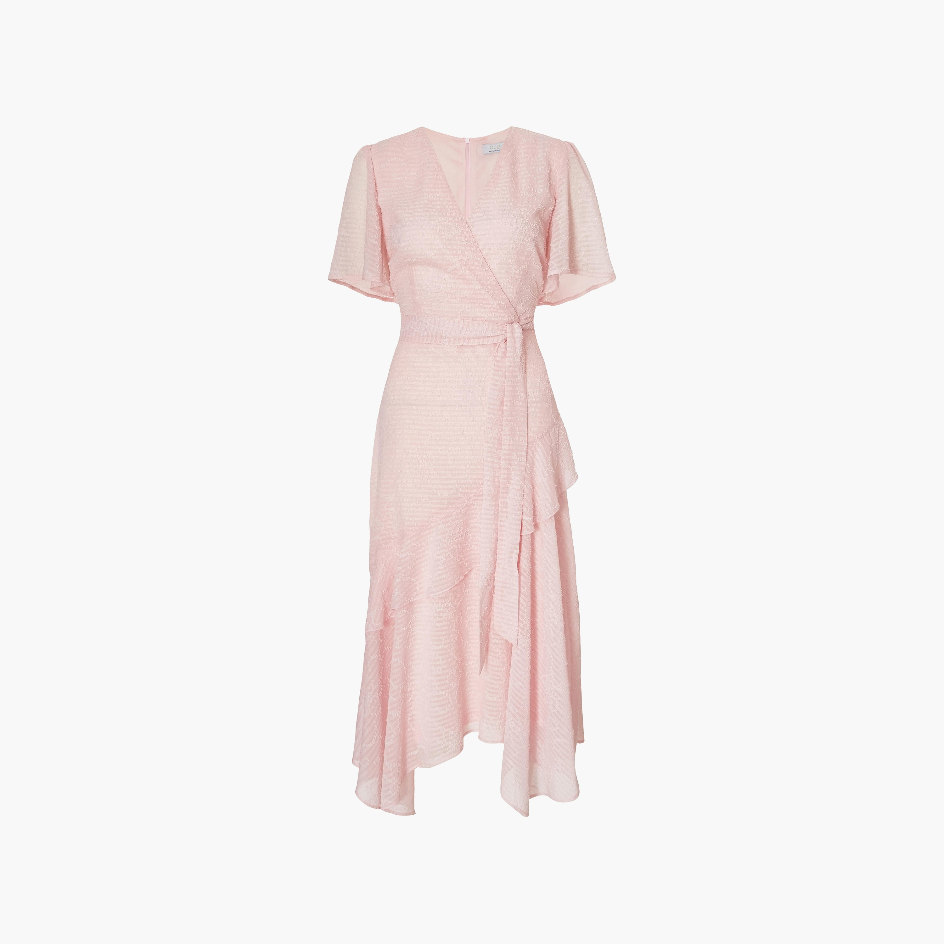 Quiz Striped & Dobby Chiffon Flutter Sleeves Wrap Pink Women's Midi Dress-women-clothing-dresses-image-5