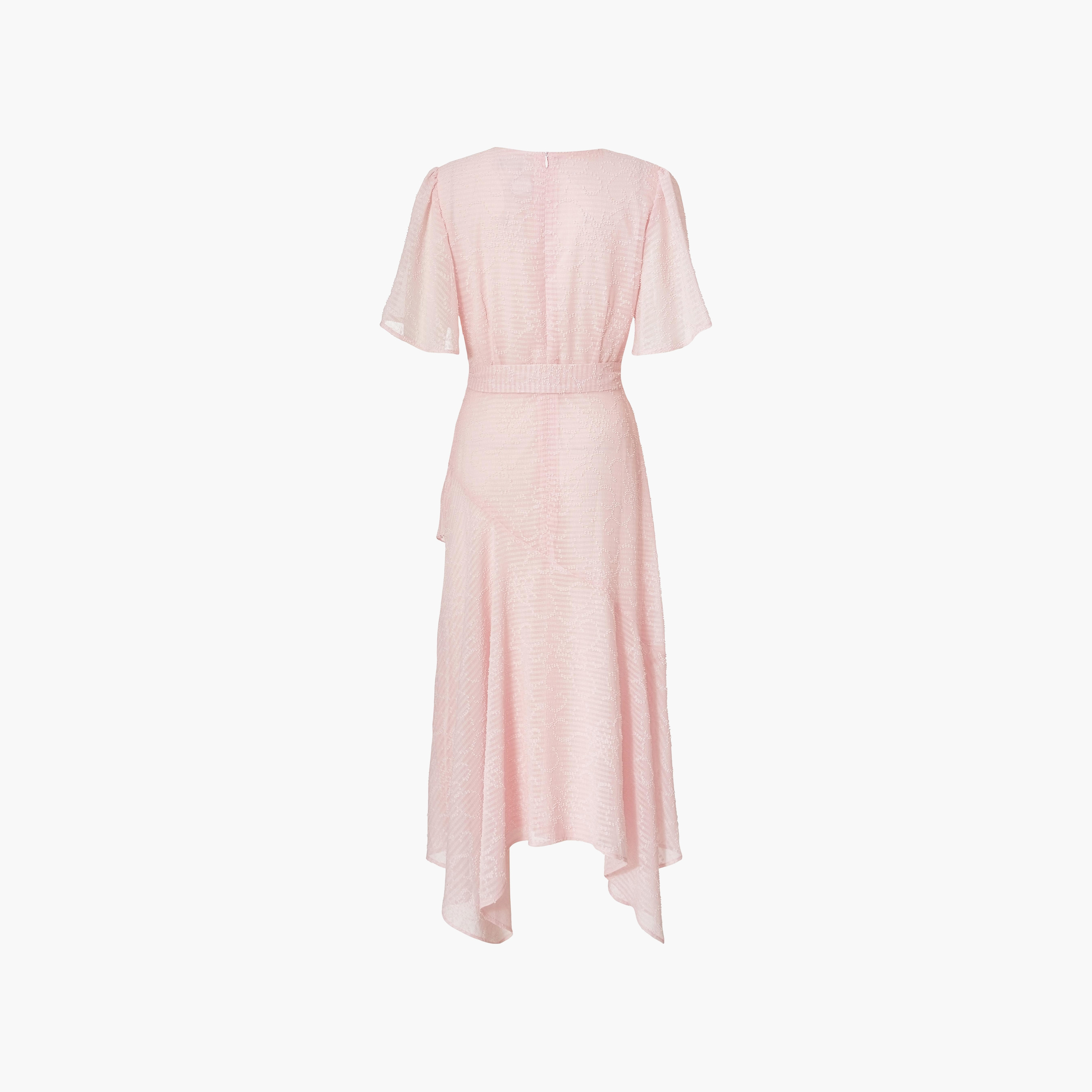 Quiz Striped & Dobby Chiffon Flutter Sleeves Wrap Pink Women's Midi Dress-women-clothing-dresses-image-6