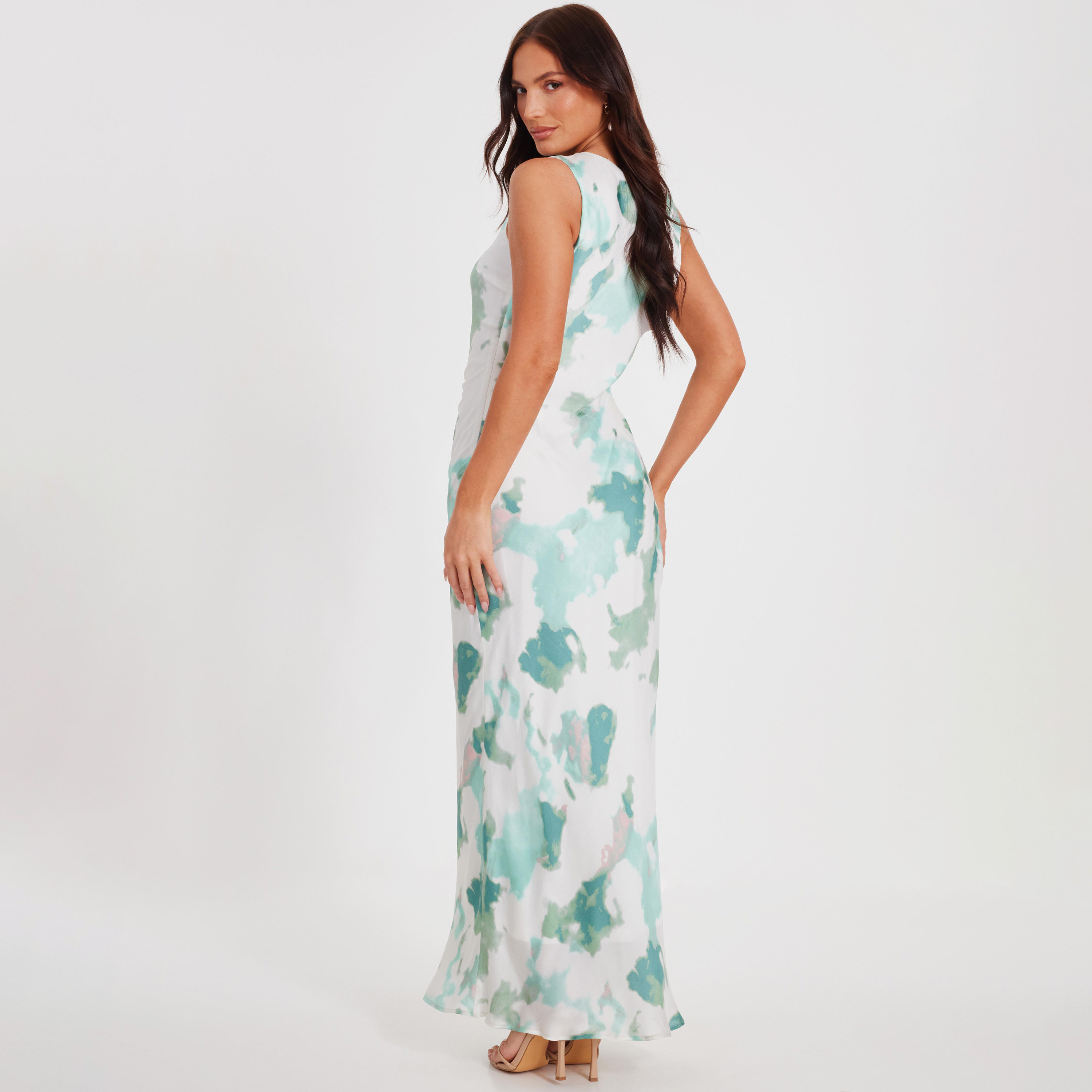 Quiz Abstract Tie-Dye Satin Sheath Green Women's Evening Maxi Dress-women-clothing-dresses-image-3