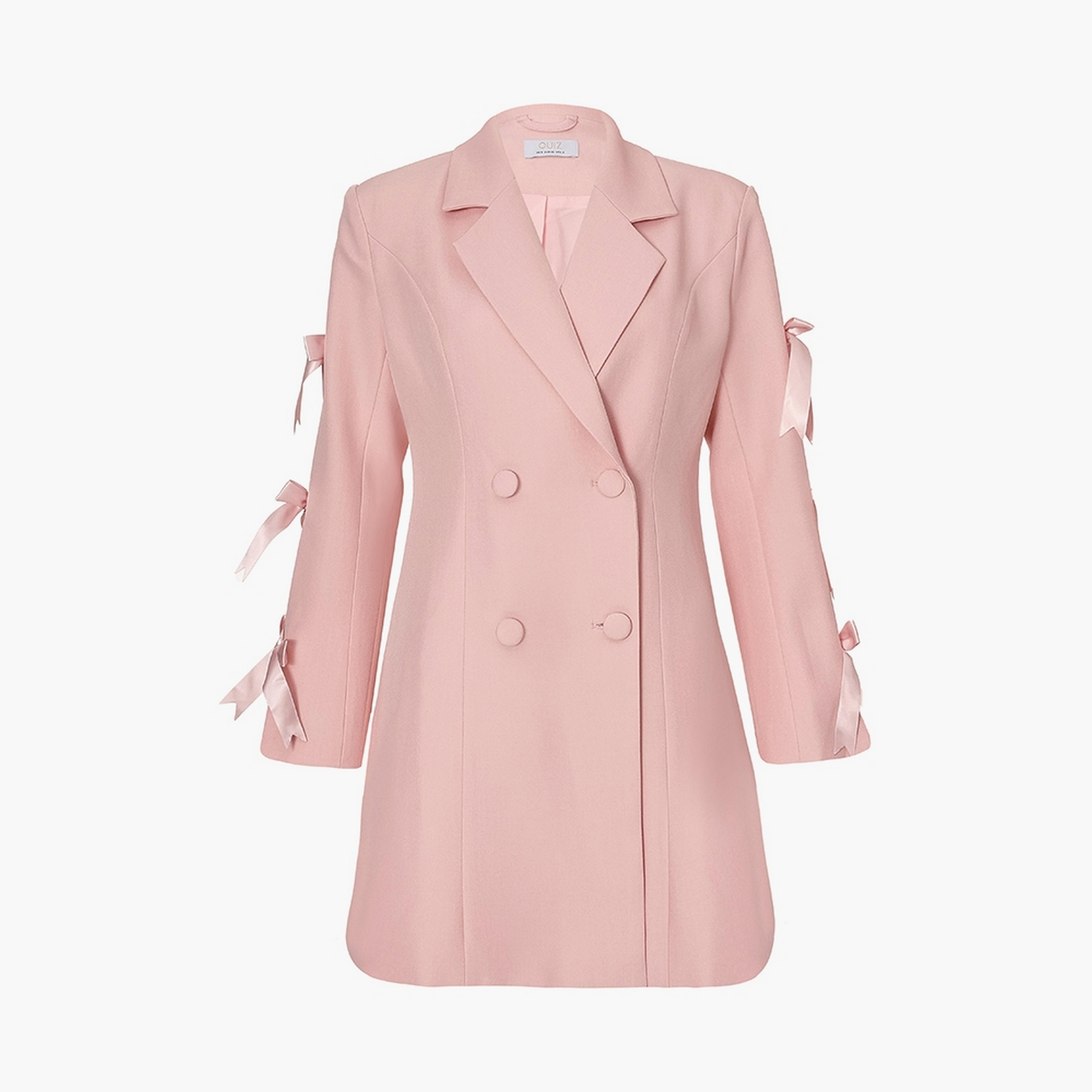 Quiz Bow Detailed Notch Lapel Double Breasted Blazer Women's Mini Dress-women-clothing-dresses-image-5
