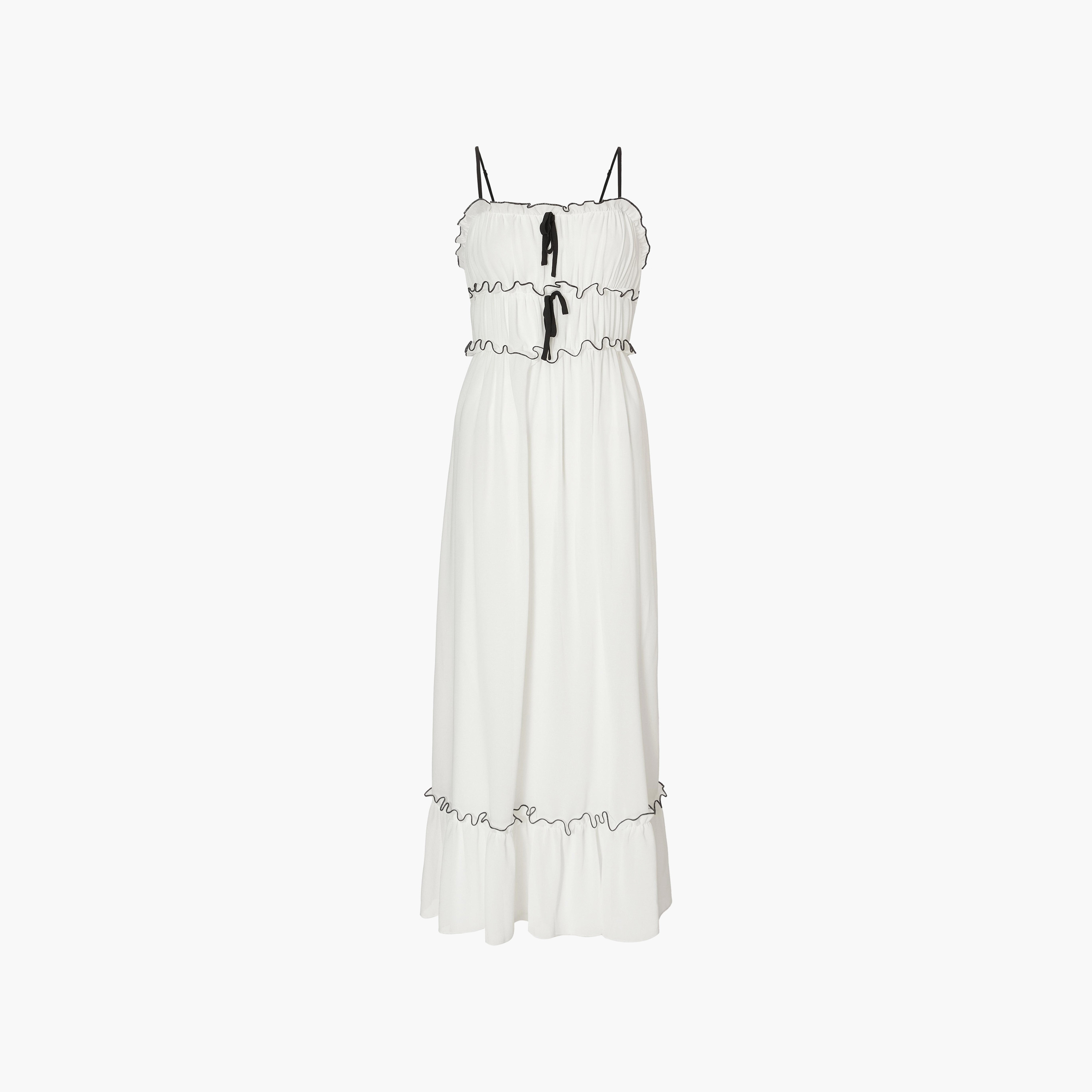 Quiz Ruffle Trim Chiffon Shoulder Straps Tiered White Women's Maxi Dress-women-clothing-dresses-image-5