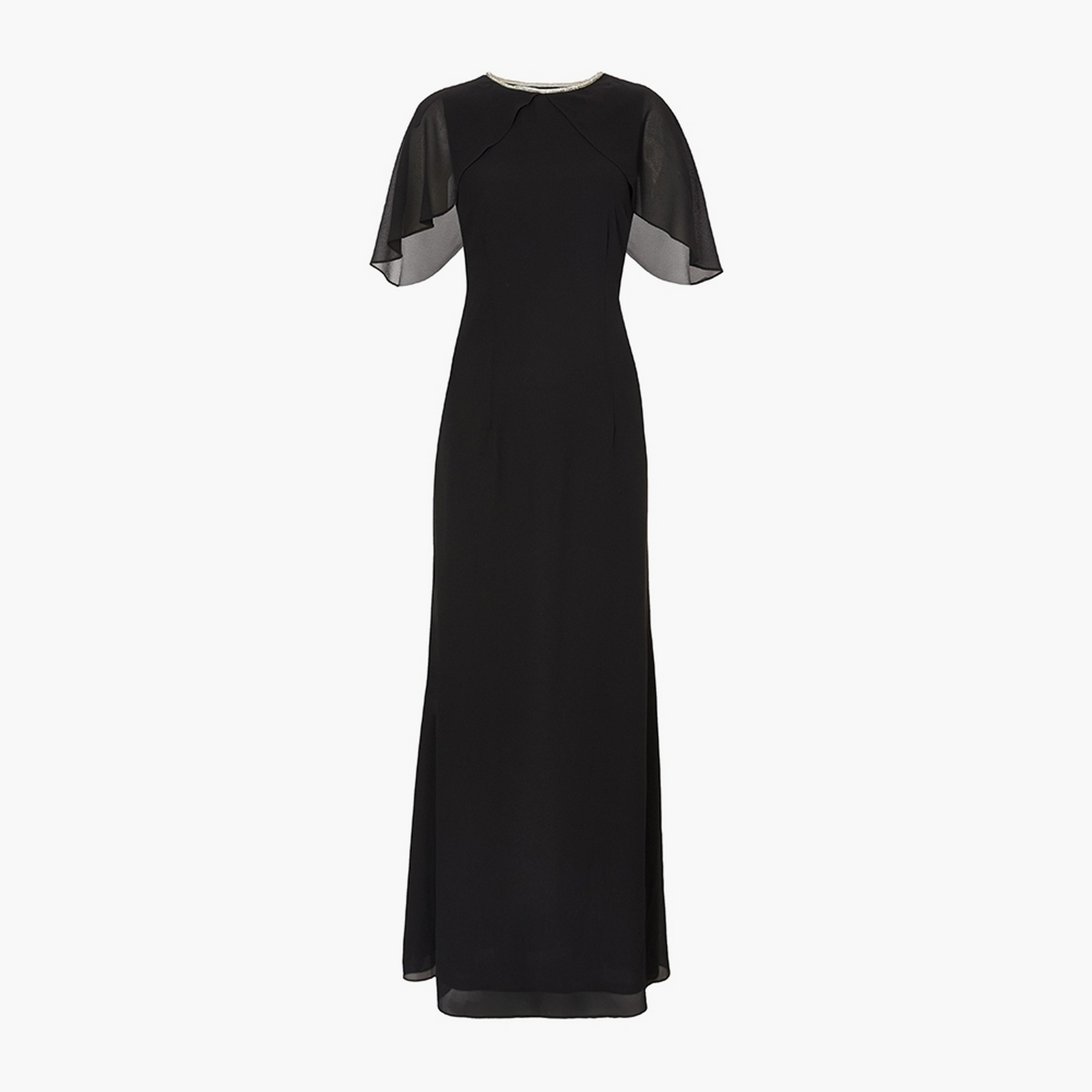 فستان ماكسي نسائي أسود بأكمام كاب من الشيفون من كويز.-women-clothing-dresses-image-5