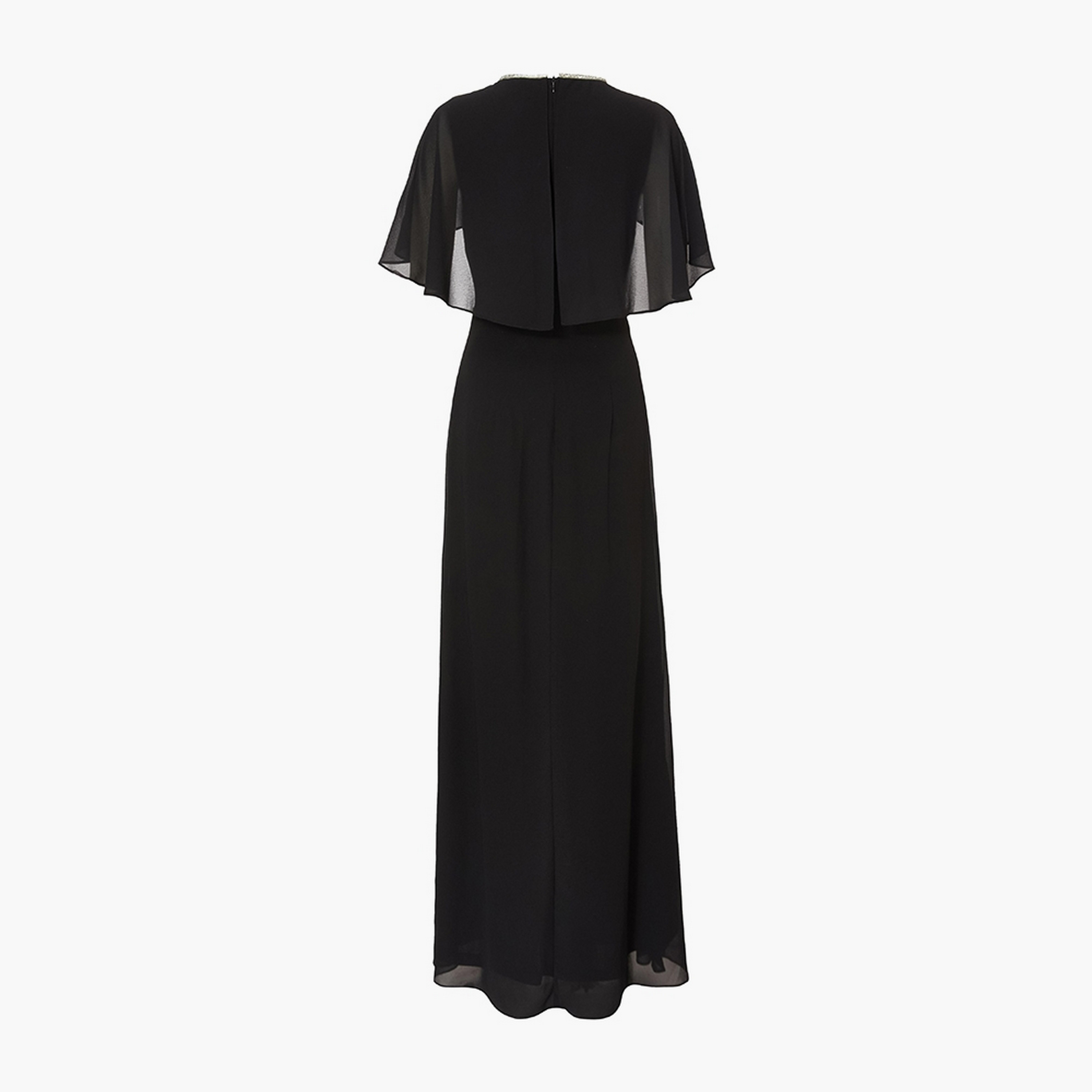 فستان ماكسي نسائي أسود بأكمام كاب من الشيفون من كويز.-women-clothing-dresses-image-6