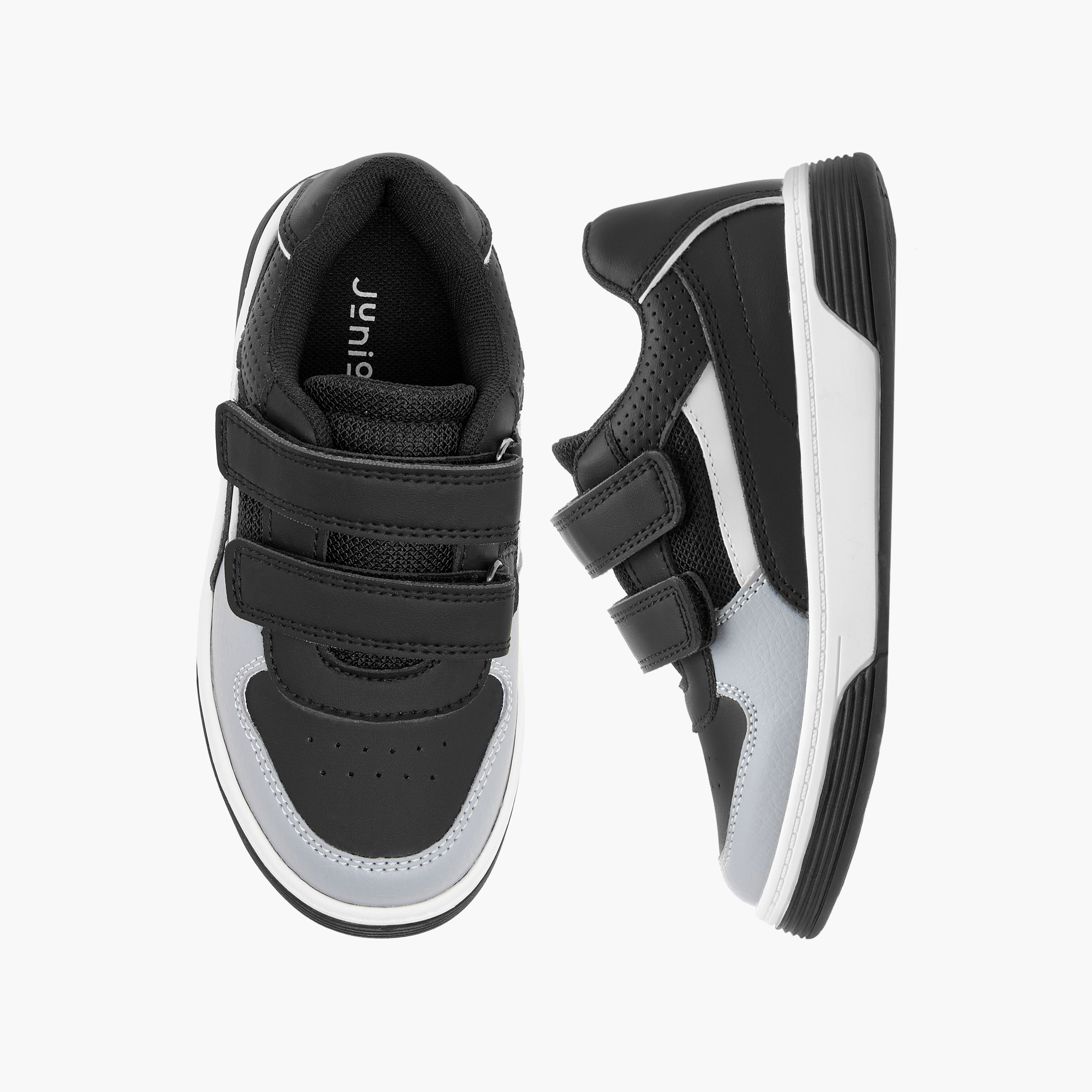 Juniors Panelled Sneakers with Hook and Loop Closure-boys-shoes-sneakers-image-1