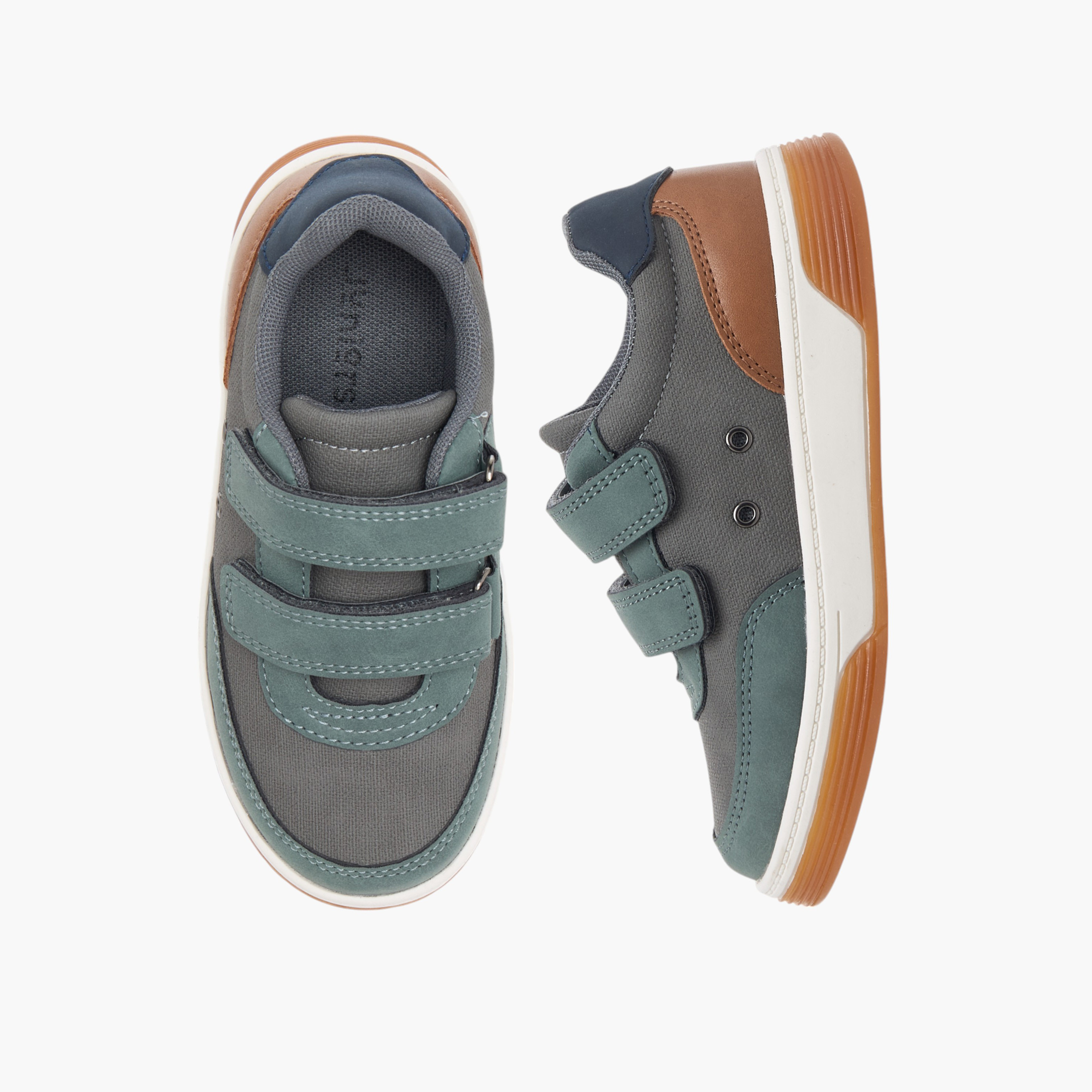 Juniors Colourblock Sneakers with Hook and Loop Closure-boys-shoes-sneakers-image-1