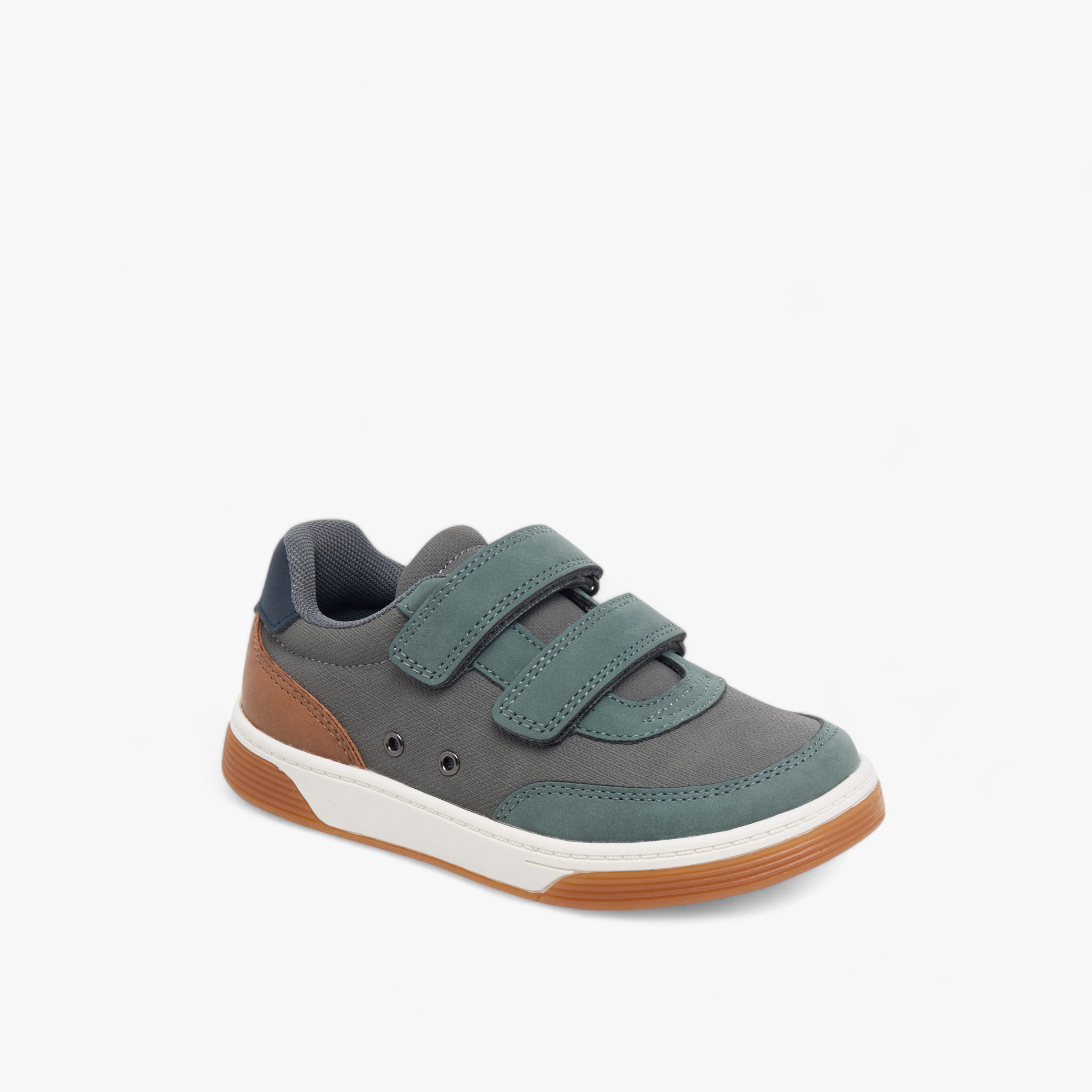Juniors Colourblock Sneakers with Hook and Loop Closure-boys-shoes-sneakers-image-2