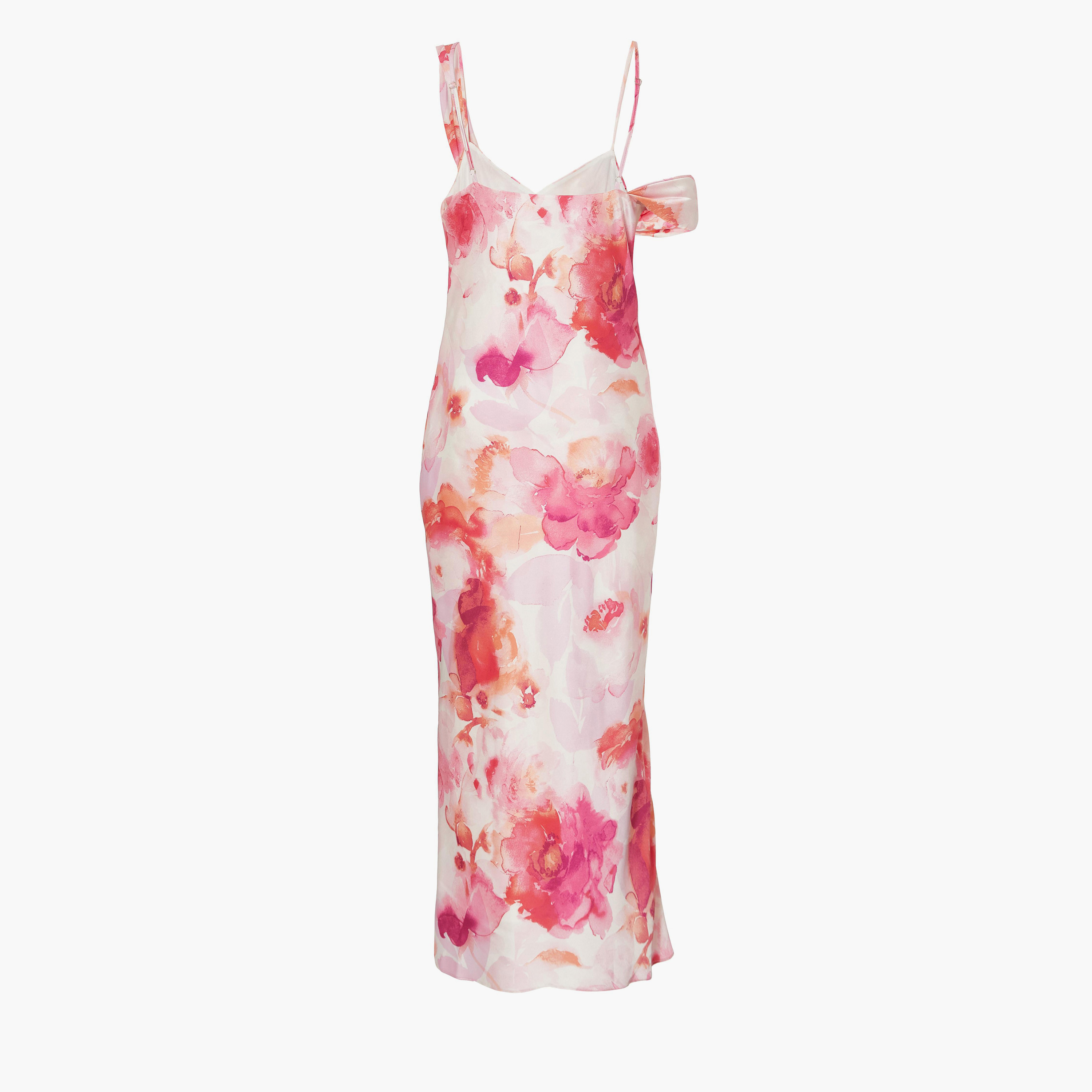 Quiz Floral Print Satin Cowl Neck Slip Pink Women's Maxi Dress-women-clothing-dresses-image-6