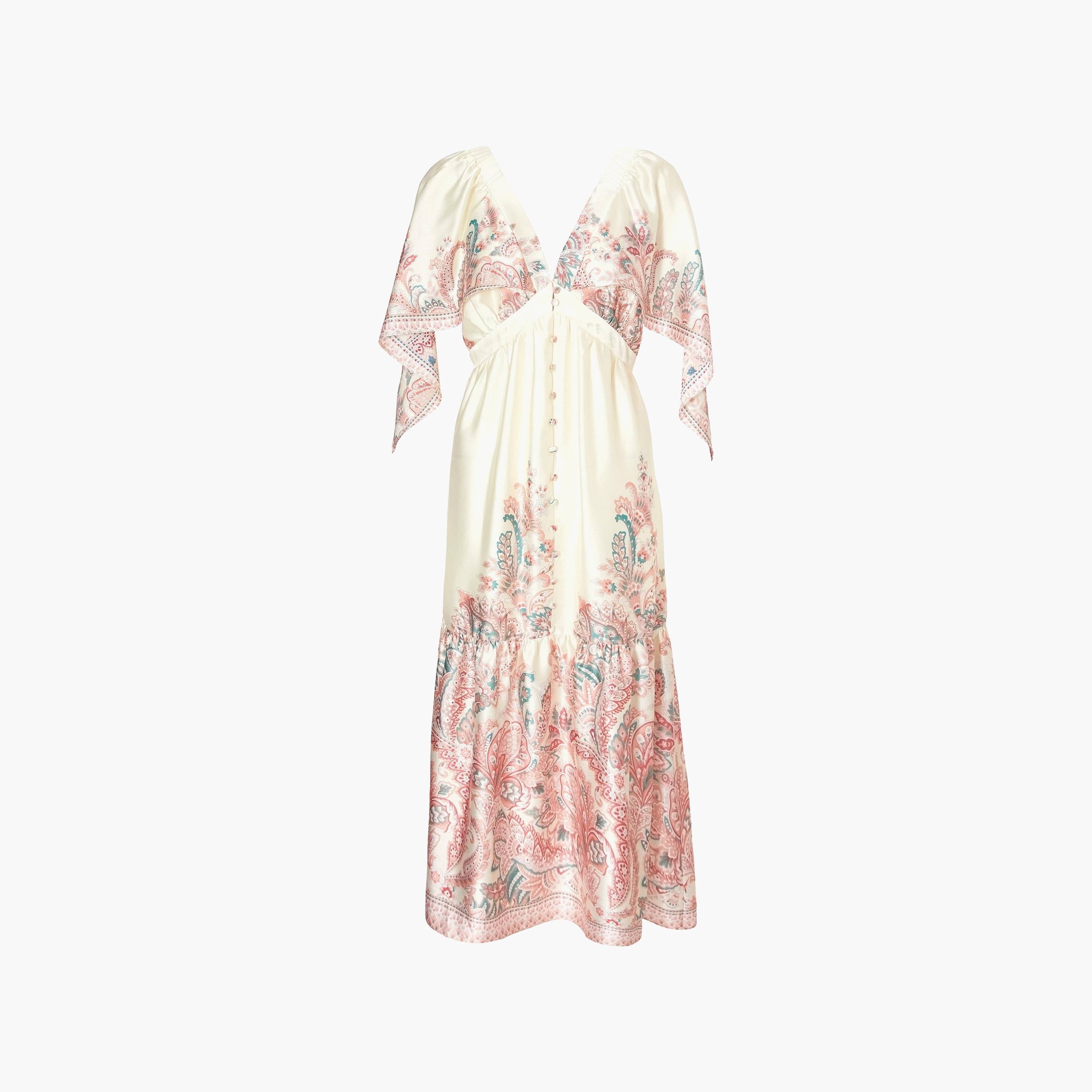 Quiz Paisley Satin Flared Sleeves Tiered Multicolour Women's Midi Dress-women-clothing-dresses-image-5