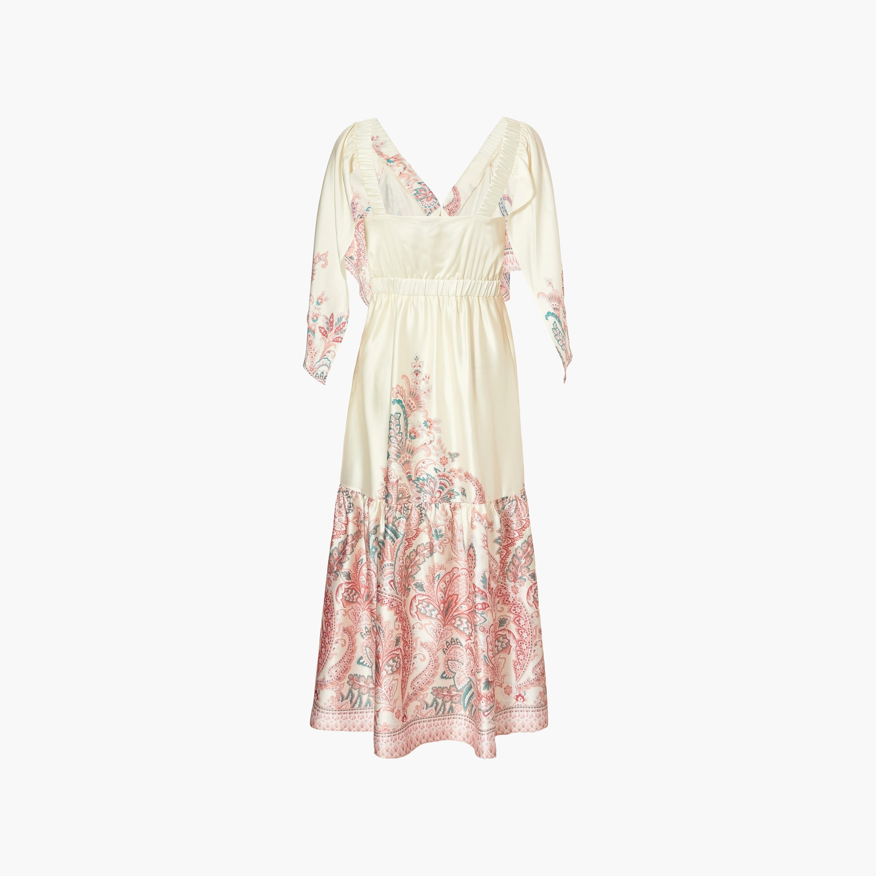 Quiz Paisley Satin Flared Sleeves Tiered Multicolour Women's Midi Dress-women-clothing-dresses-image-6