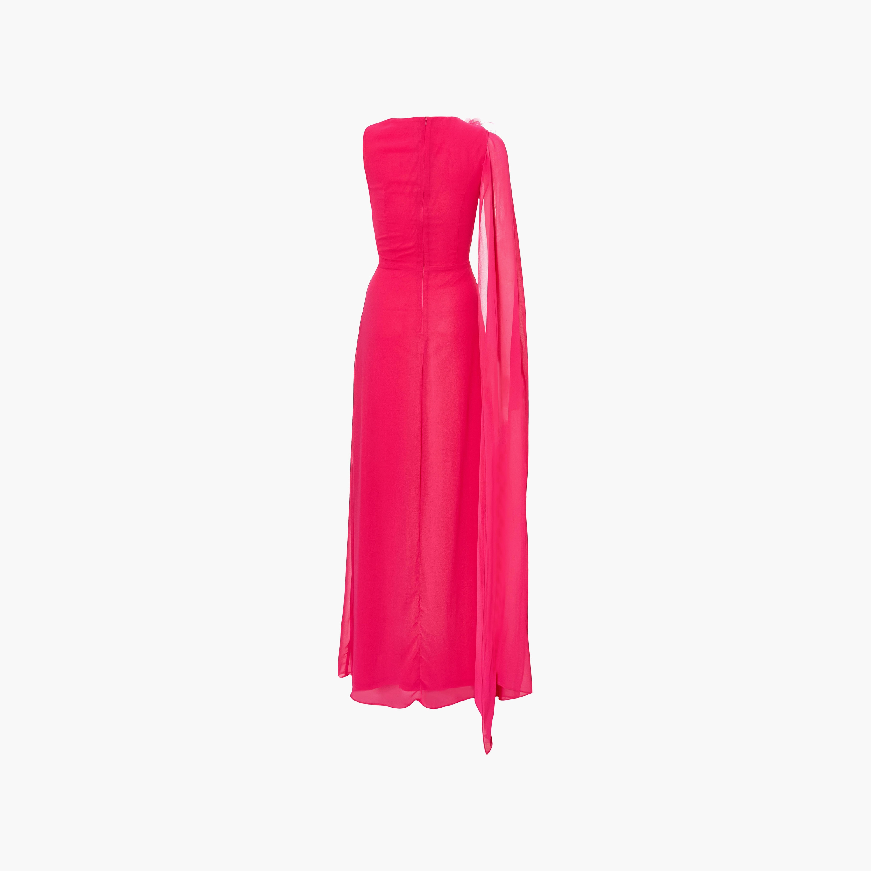Quiz Chiffon Surplice Neck Cape Sleeves Column Magenta Women's Evening Maxi Dress-women-clothing-dresses-image-6