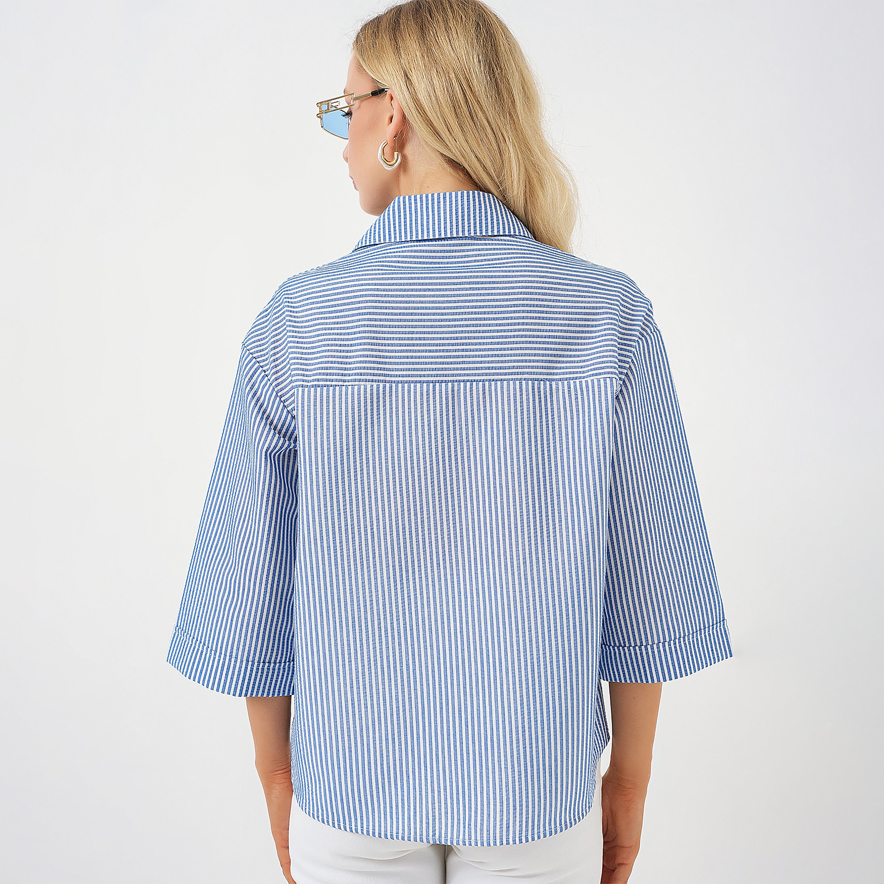 قميص نسائي باللون البيج بياقة مخططة من بيجدارت-women-clothing-shirtsandblouses-shirts-image-8
