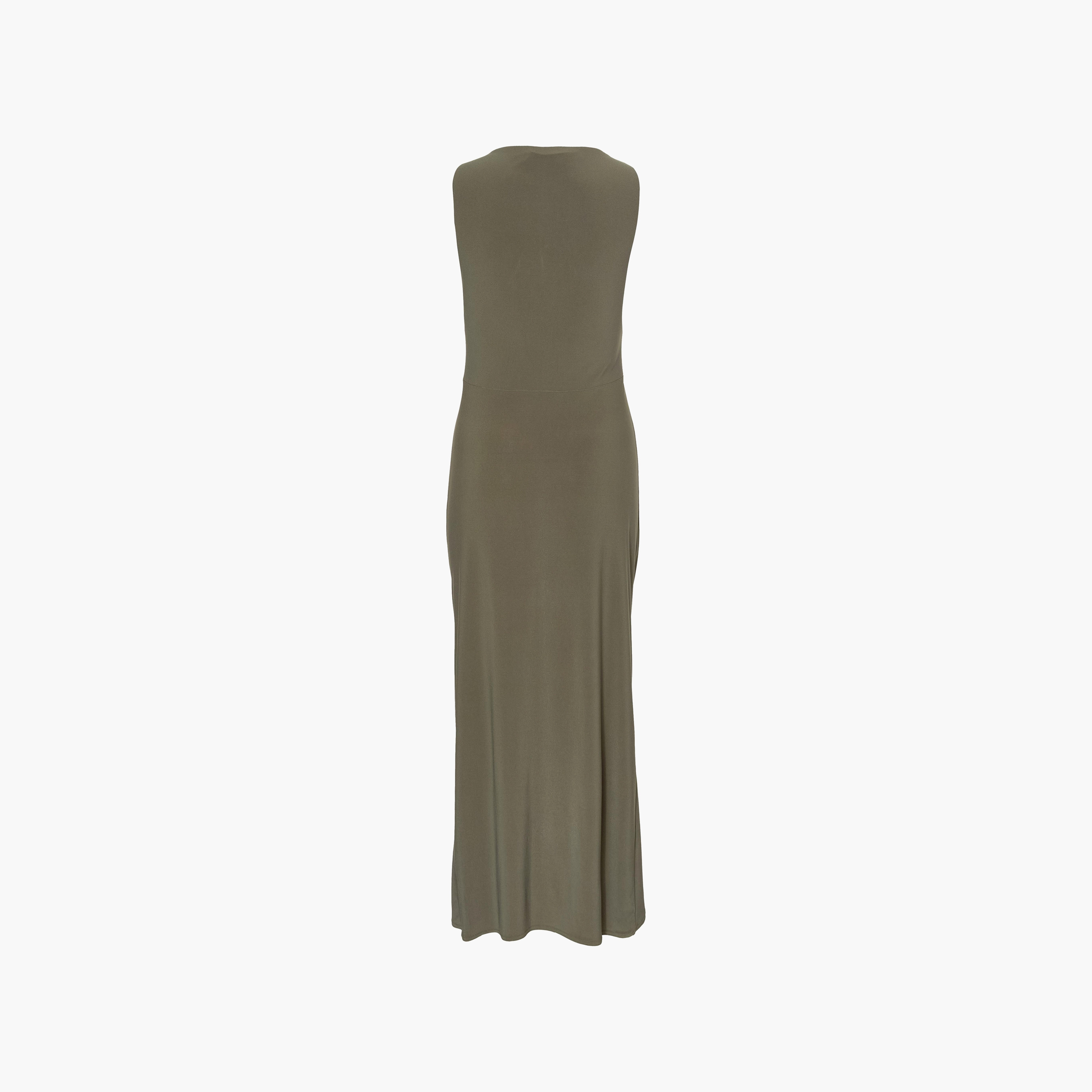 فستان سهرة نسائي بلون زيتوني بقَصَّة عمودية من قماش ديسكو المنسدل من كويز-women-clothing-dresses-image-6