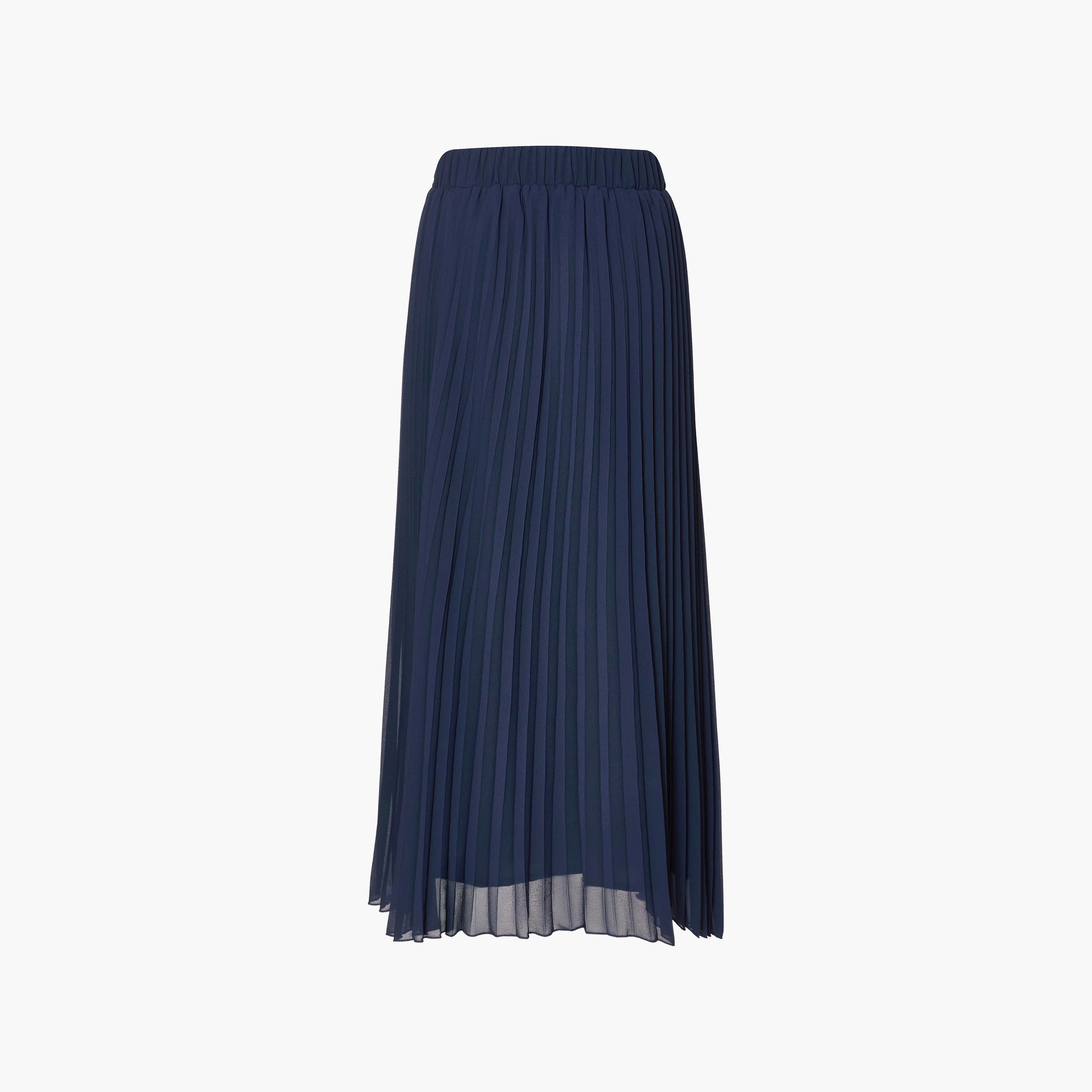 تنورة ميدي نسائية بلون كحلي من الشيفون بكسرات من كويز-women-clothing-bottoms-skirts-image-5