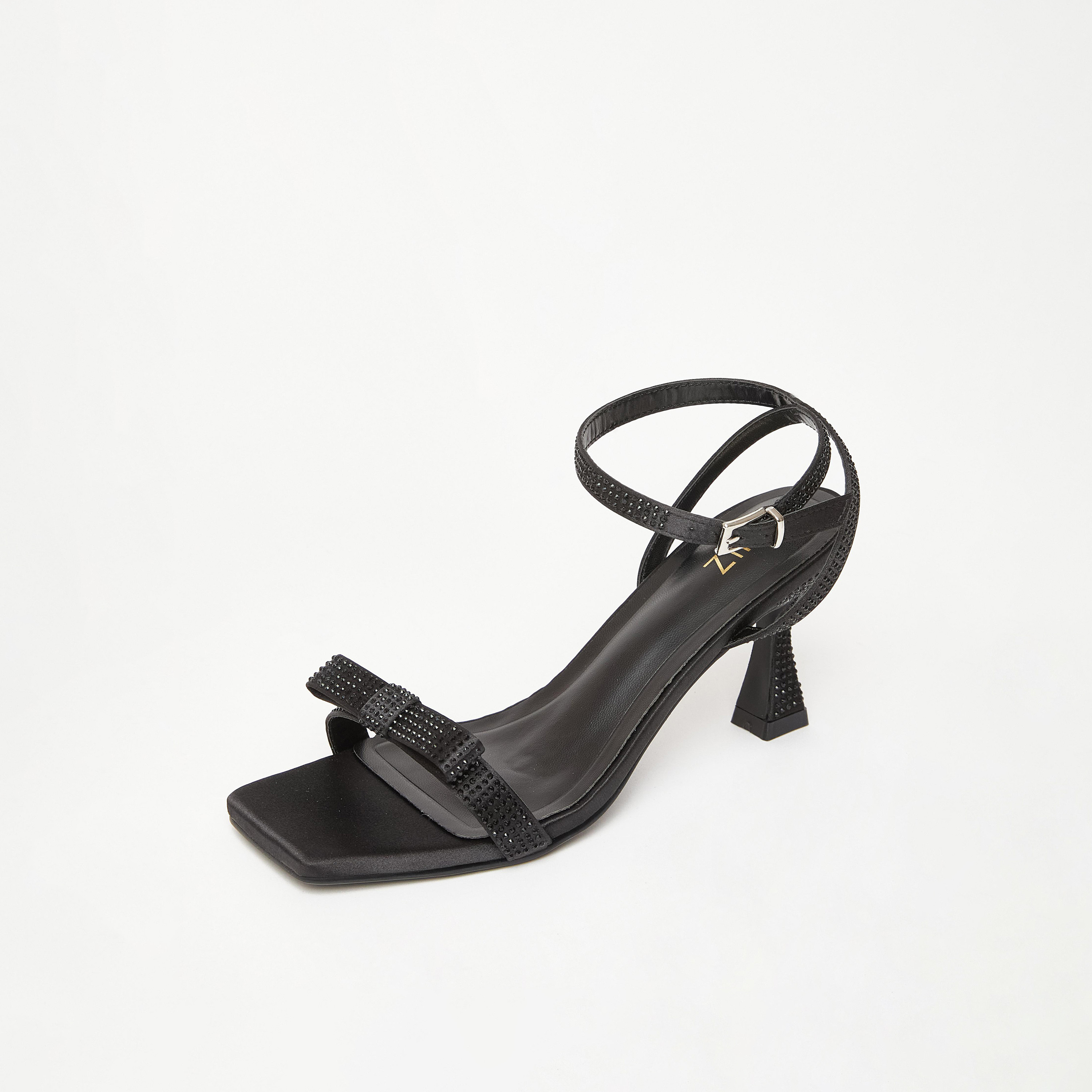 Quiz Diamante Square Bow Front Flared Heel Sandal | 203378000-women-shoes-sandals-heeled-image-1