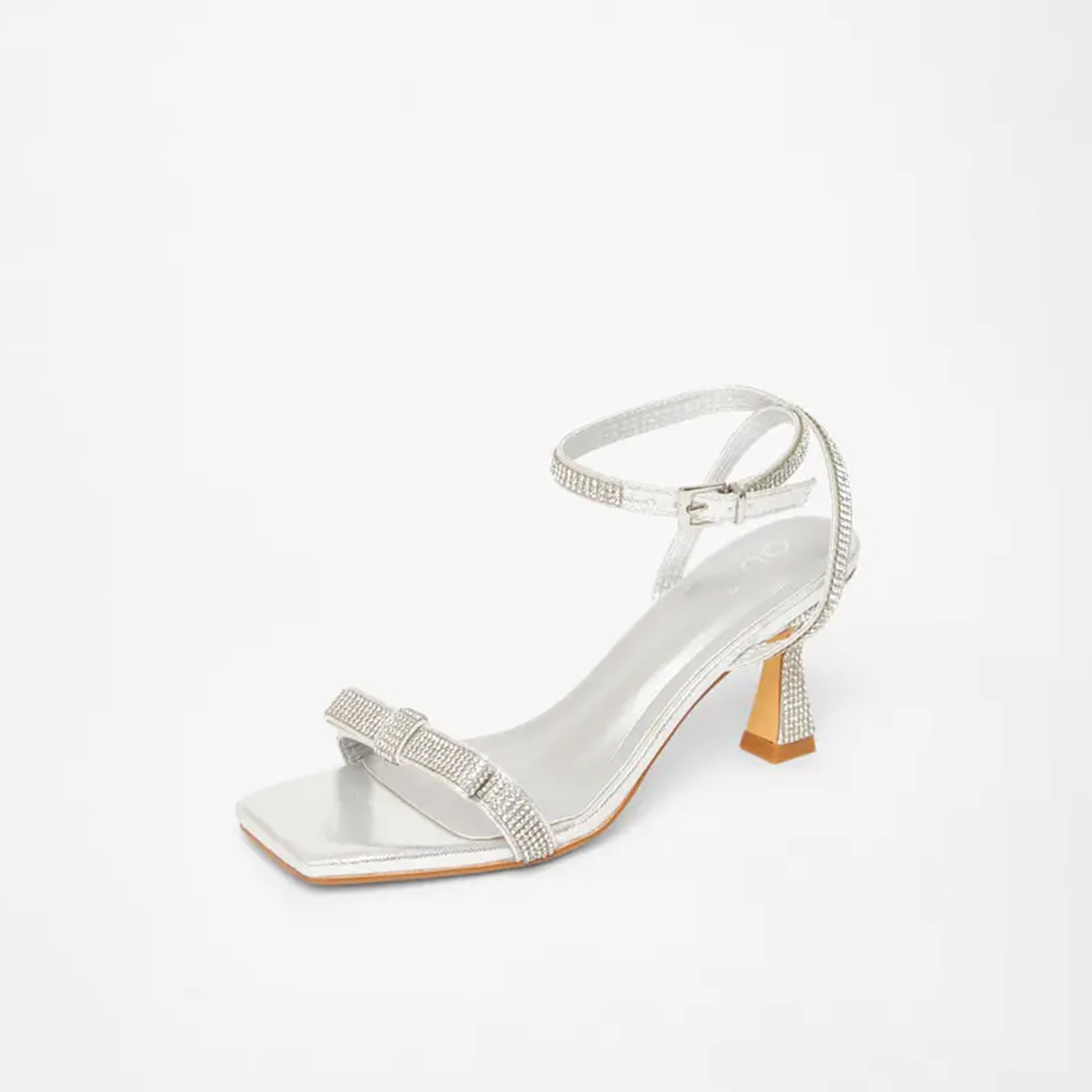 صندل بكعب متسع مع فيونكة مربعة مرصعة بالكريستال من كويز | 203378625-women-shoes-sandals-heeled-image-1