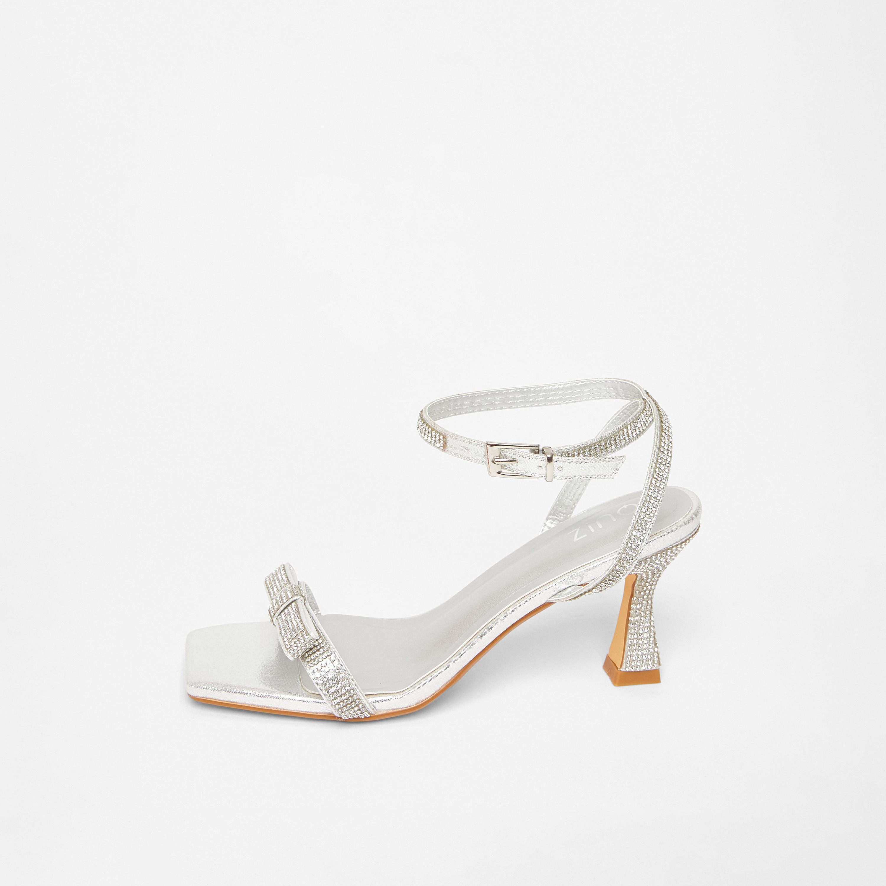صندل بكعب متسع مع فيونكة مربعة مرصعة بالكريستال من كويز | 203378625-women-shoes-sandals-heeled-image-6