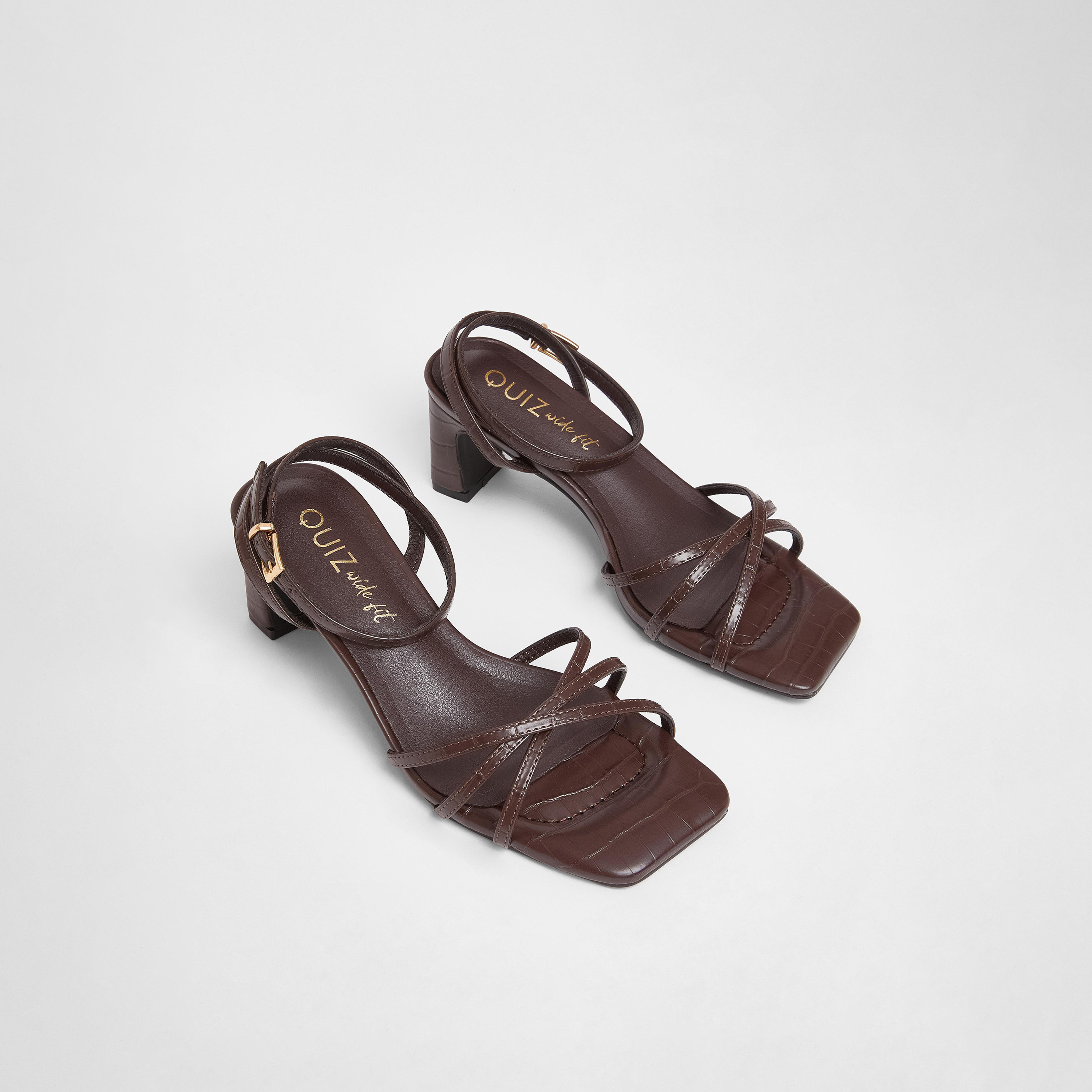 Quiz Wide Fit Double Strap Low Block Heel | 203388100-women-shoes-sandals-heeled-image-2