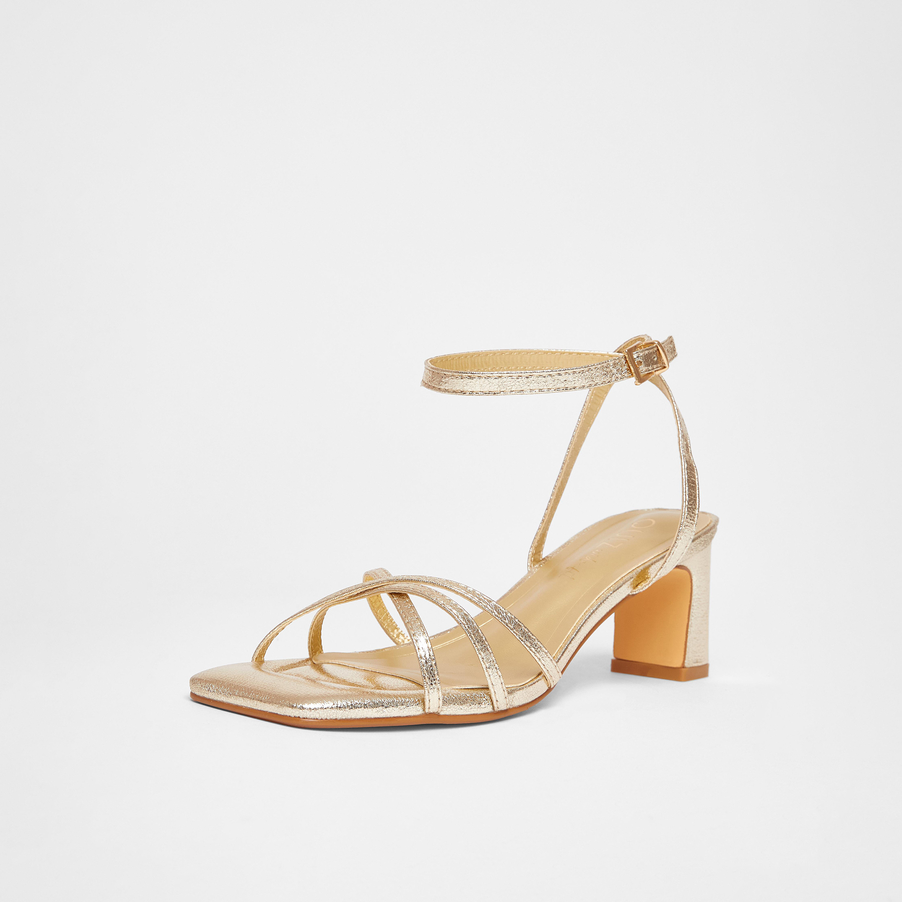 حذاء بكعب بلوك منخفض مع حزامين من كويز (مقاس عريض) | 203388650-women-shoes-sandals-heeled-image-1